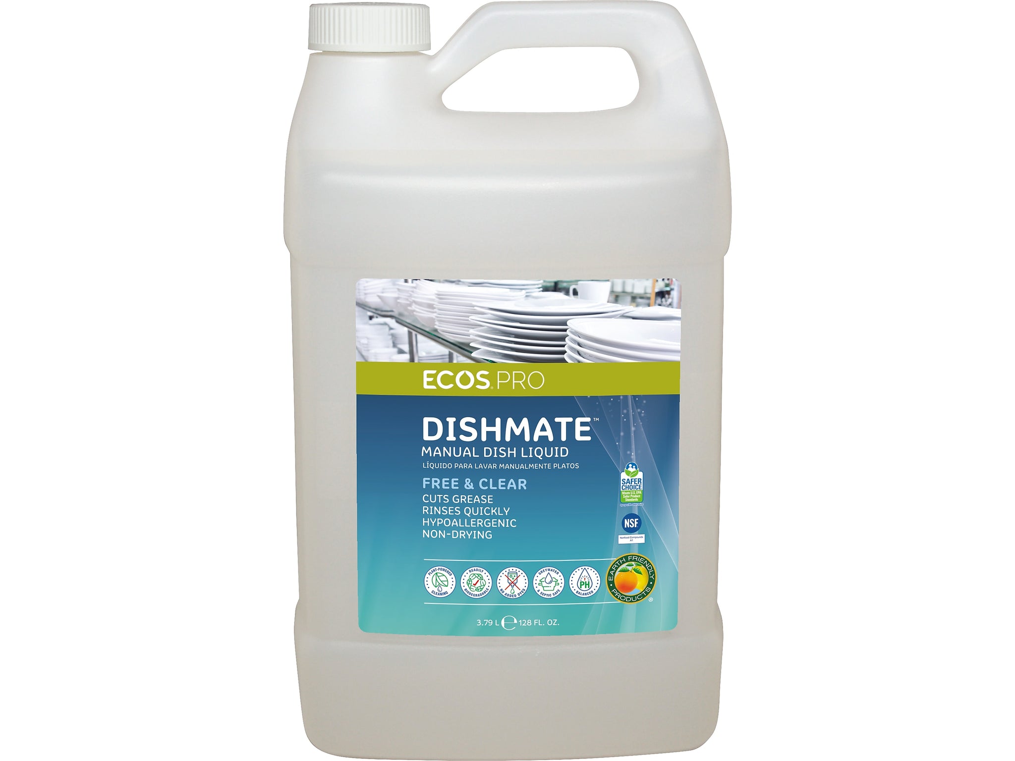 ECOS PRO Dishmate Liquid Dish Soap, Unscented, 128 oz.