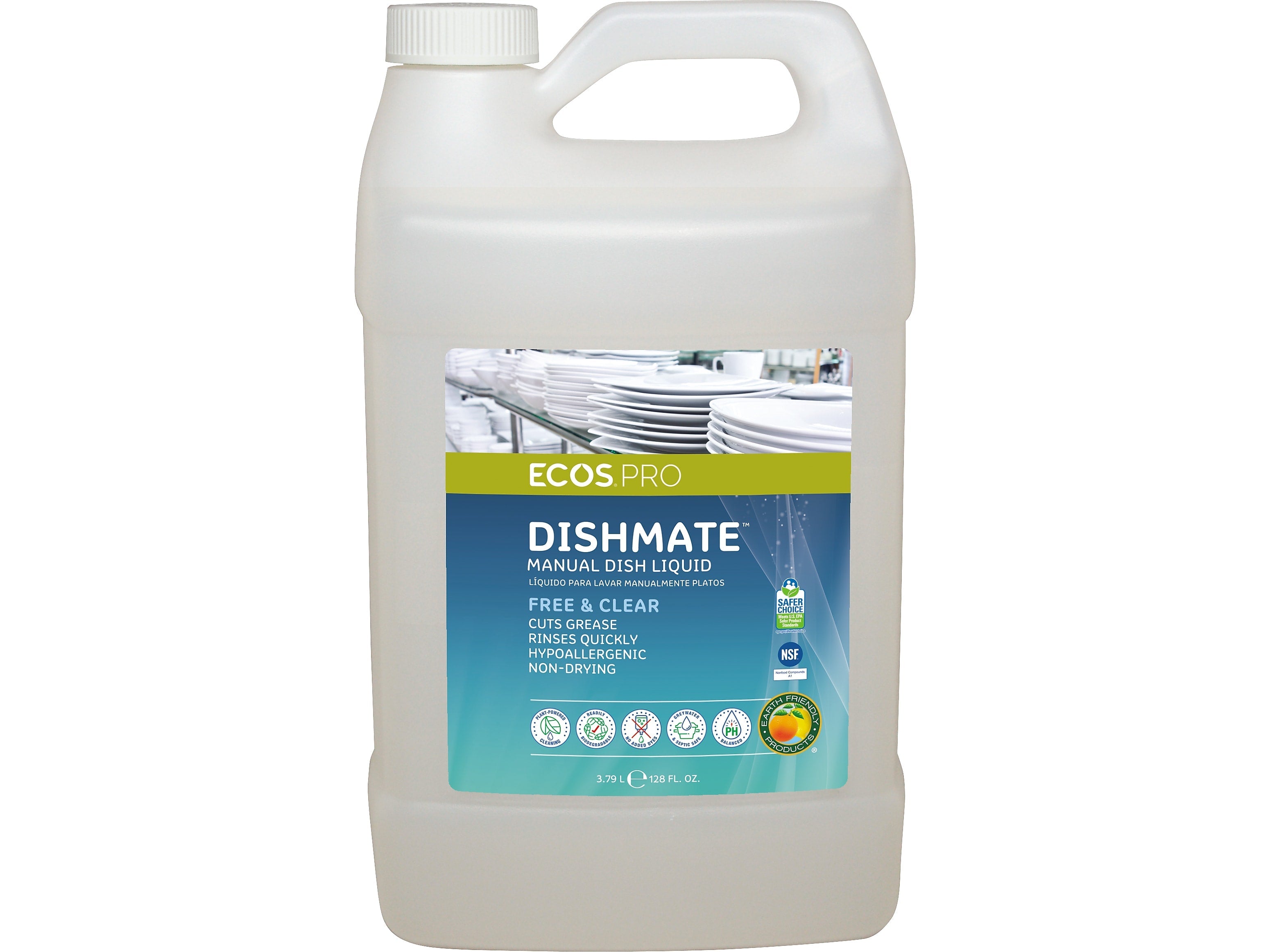 ECOS PRO Dishmate Liquid Dish Soap, Unscented, 128 oz.