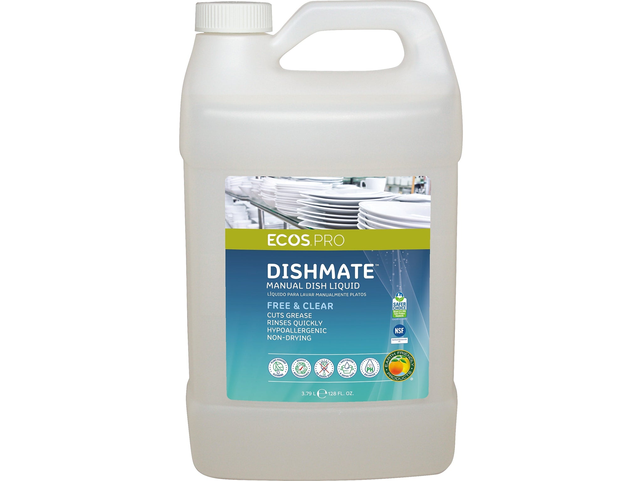 ECOS PRO Dishmate Liquid Dish Soap, Unscented, 128 oz.