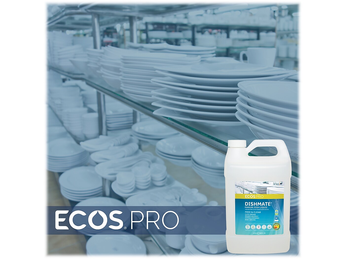 ECOS PRO Dishmate Liquid Dish Soap, Unscented, 128 oz.