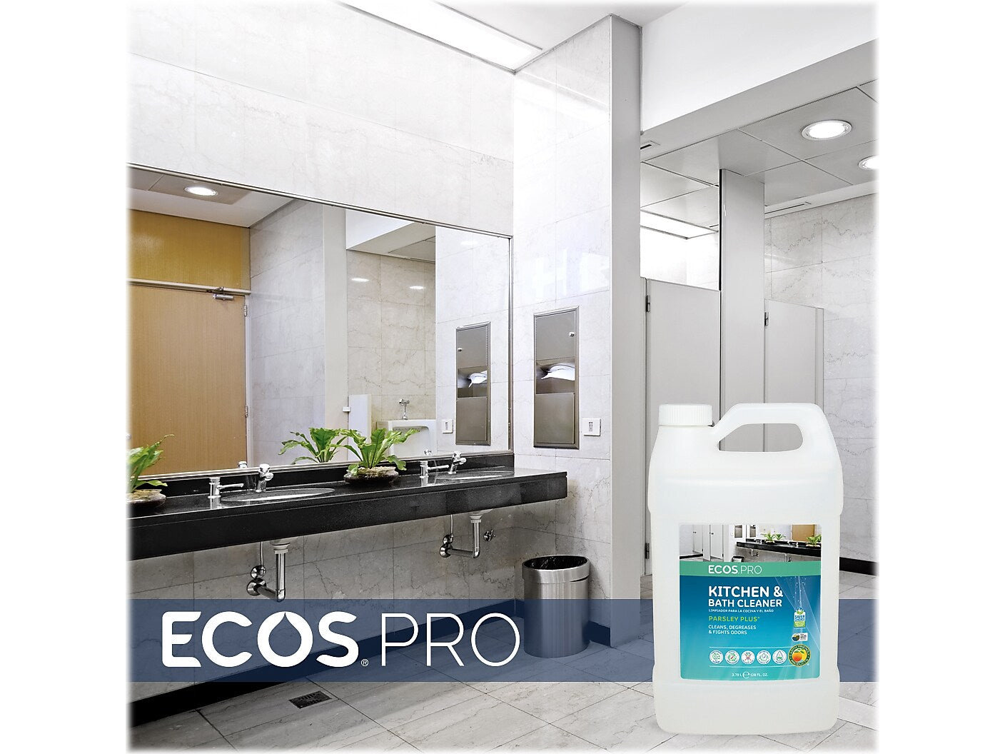 ECOS PRO Parsley Plus All-Purpose Kitchen & Bathroom Cleaner, Herbal Scent, 1 Gal.
