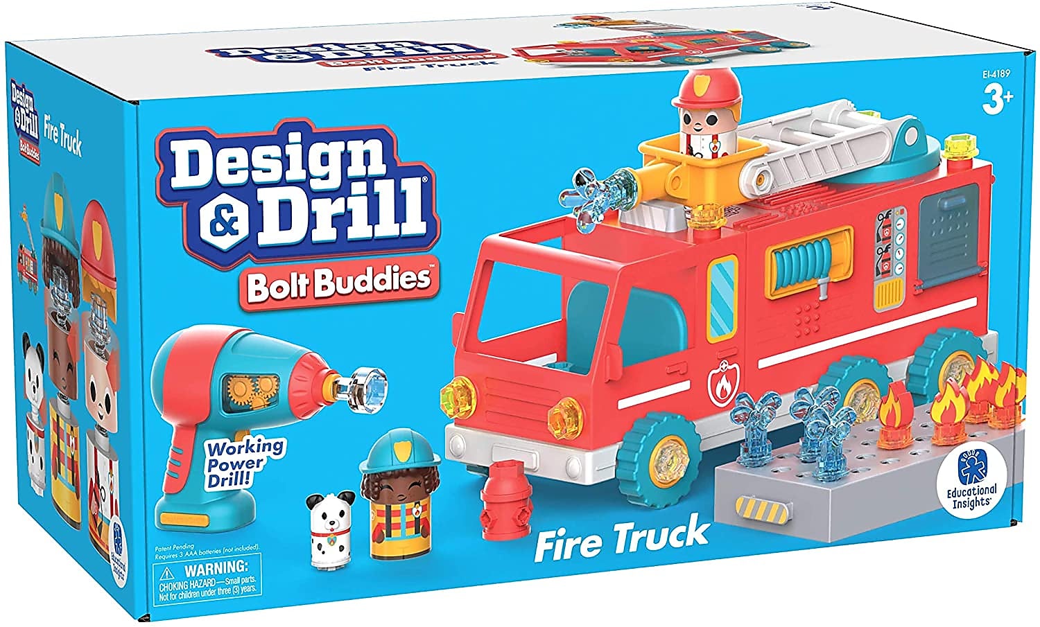 Educational Insights Design & Drill Bolt Buddies Fire Truck, Multicolor
