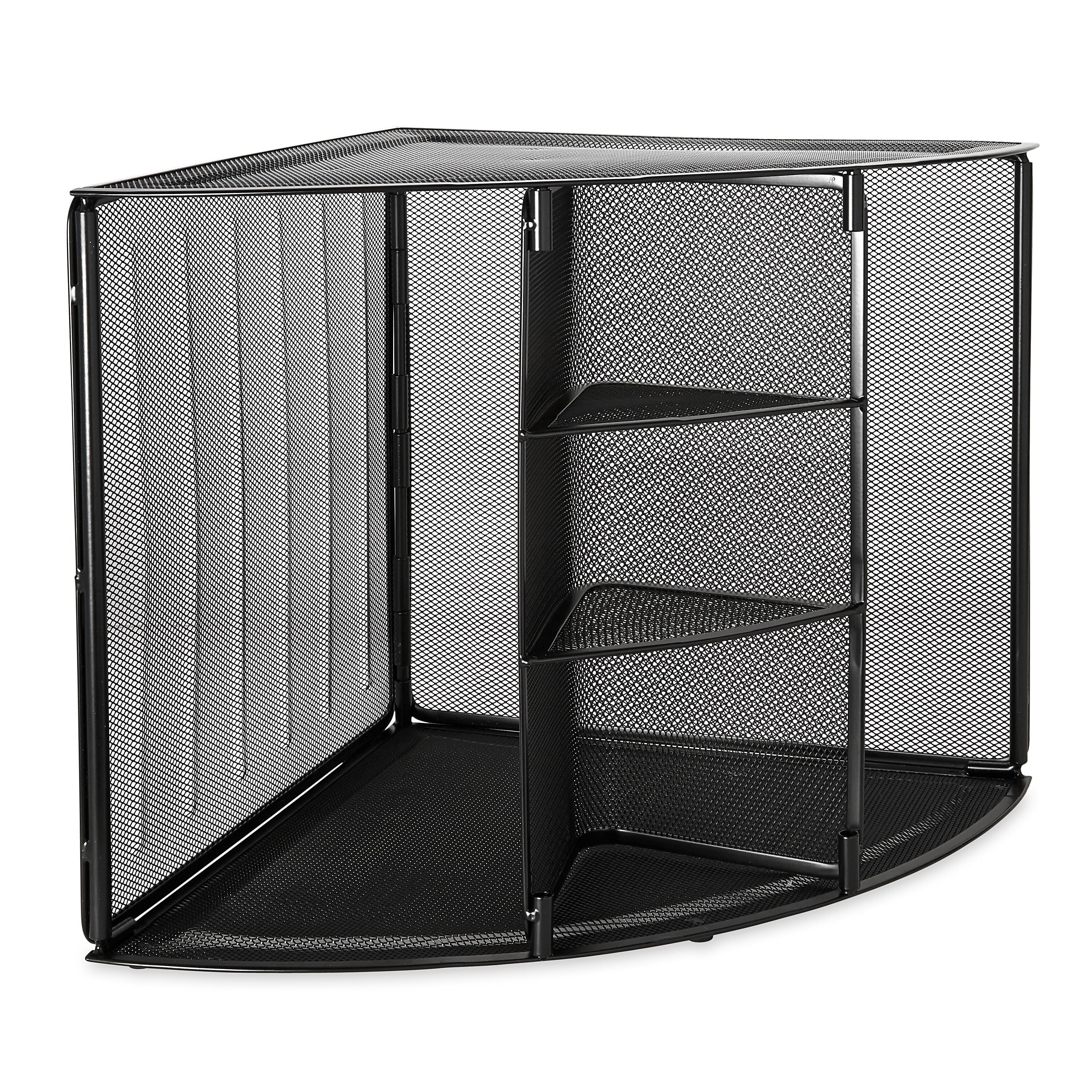 Eldon Stackable Wire Mesh Compartment Storage, Black