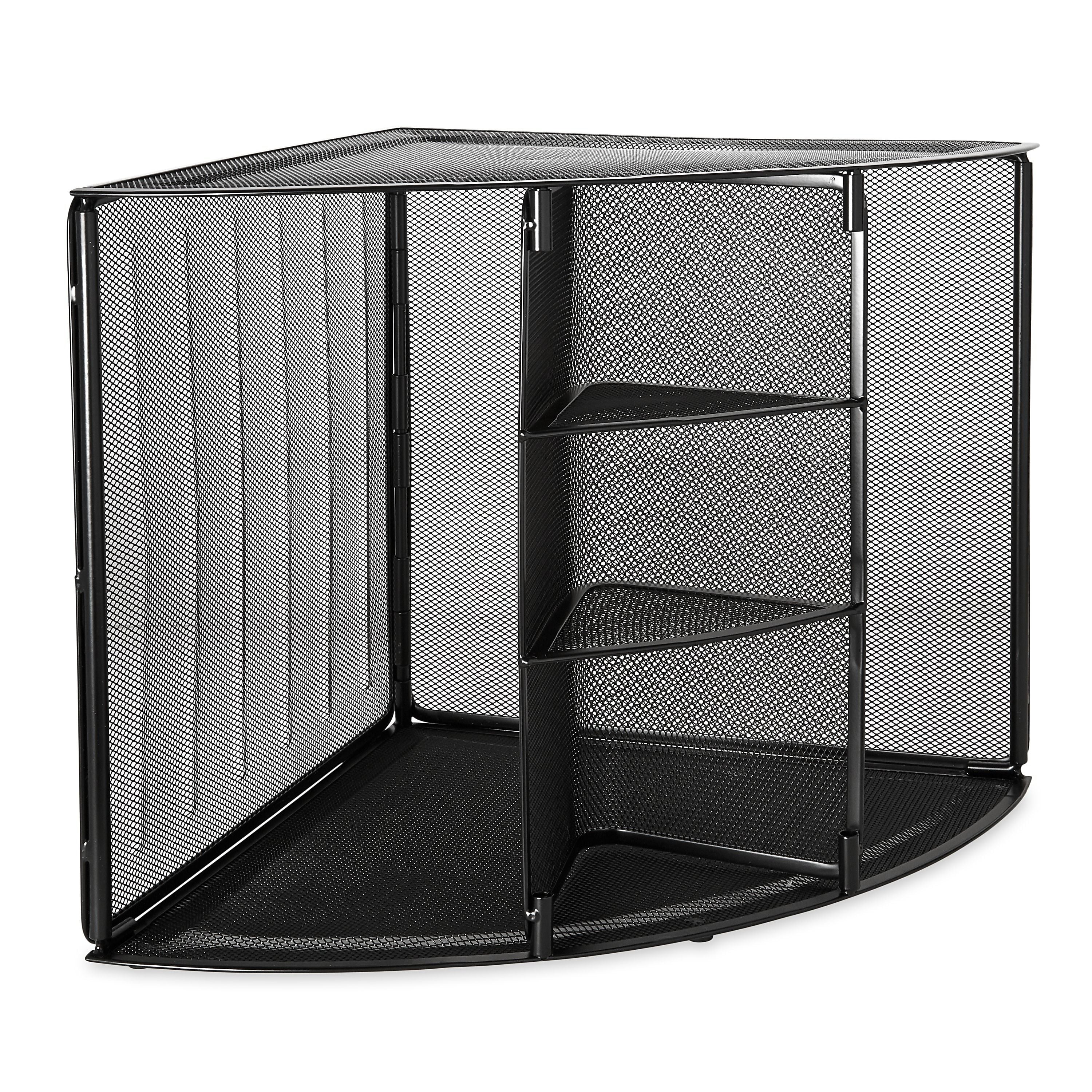 Eldon Stackable Wire Mesh Compartment Storage, Black