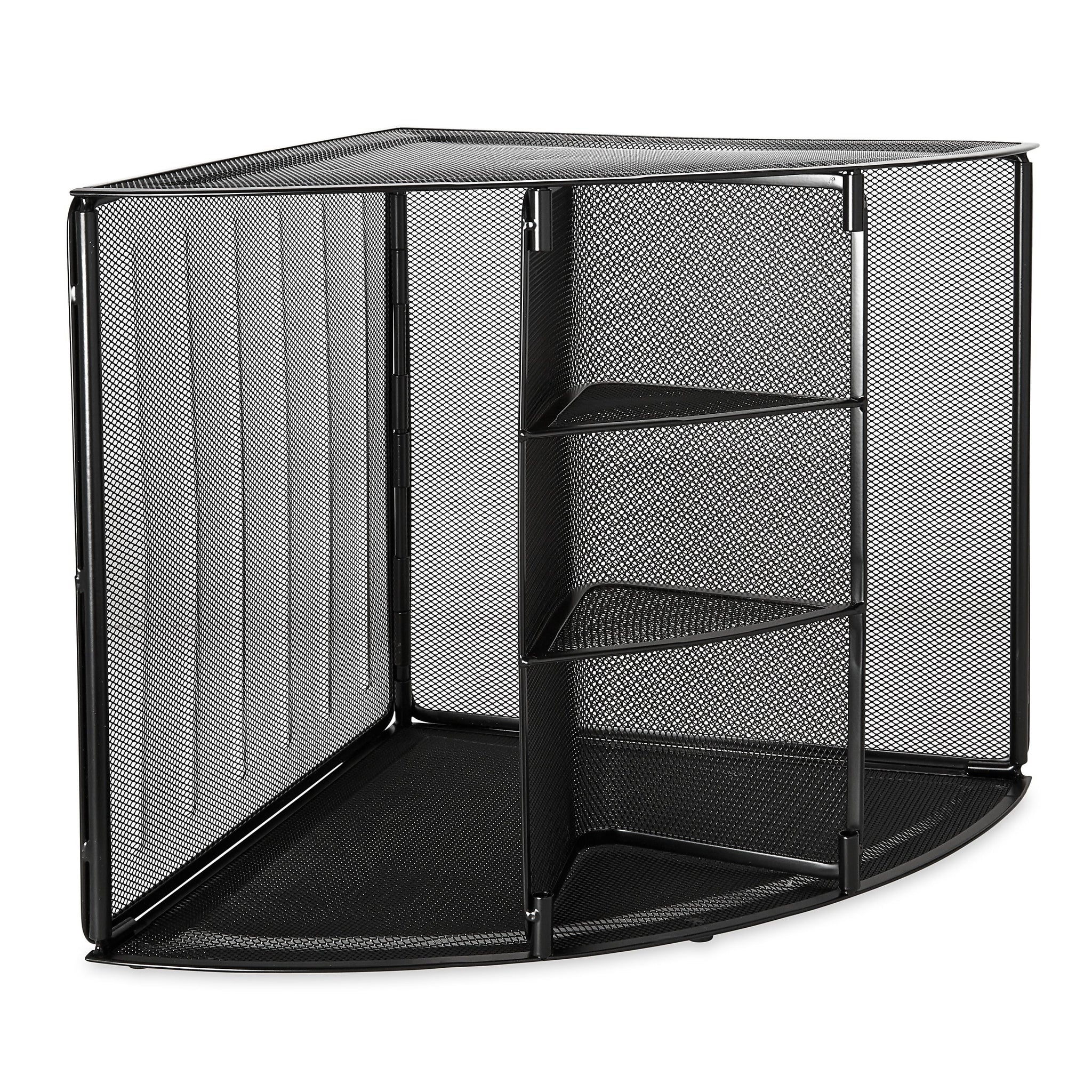Eldon Stackable Wire Mesh Compartment Storage, Black