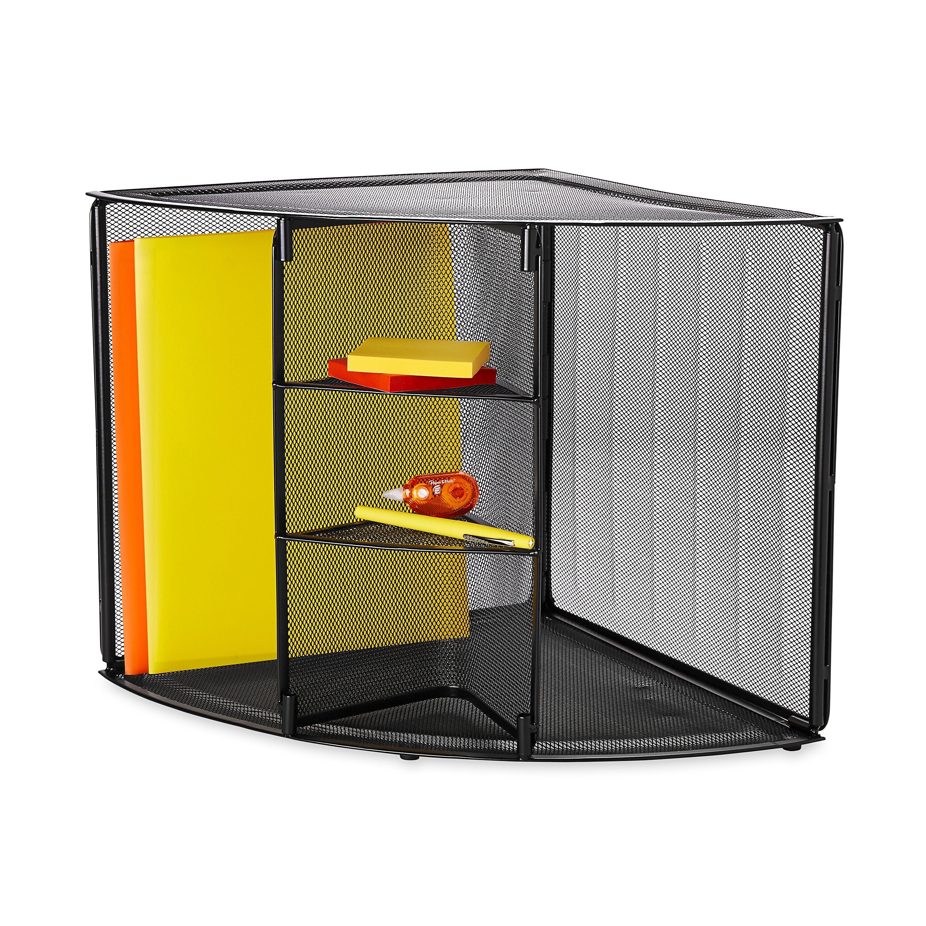 Eldon Stackable Wire Mesh Compartment Storage, Black