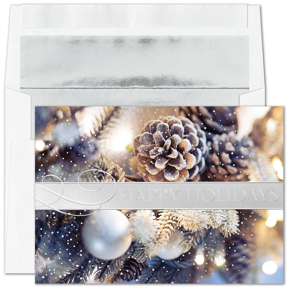 "Elegant Image" Holiday Card w/ Fastick Silver Lined White Envelope, 50/BX