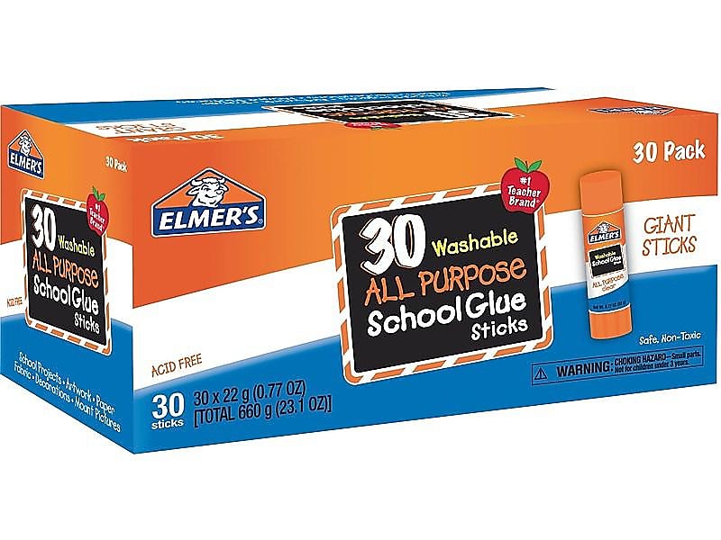 Elmer's All Purpose School Glue Sticks, 0.77 oz., White, 30/Pack