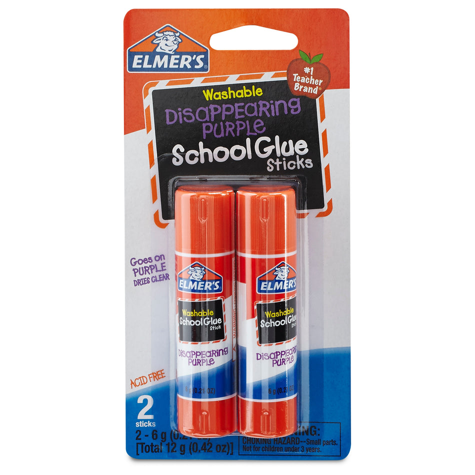 Elmer's School Glue Sticks, 0.21 oz., Purple, 2/Pack