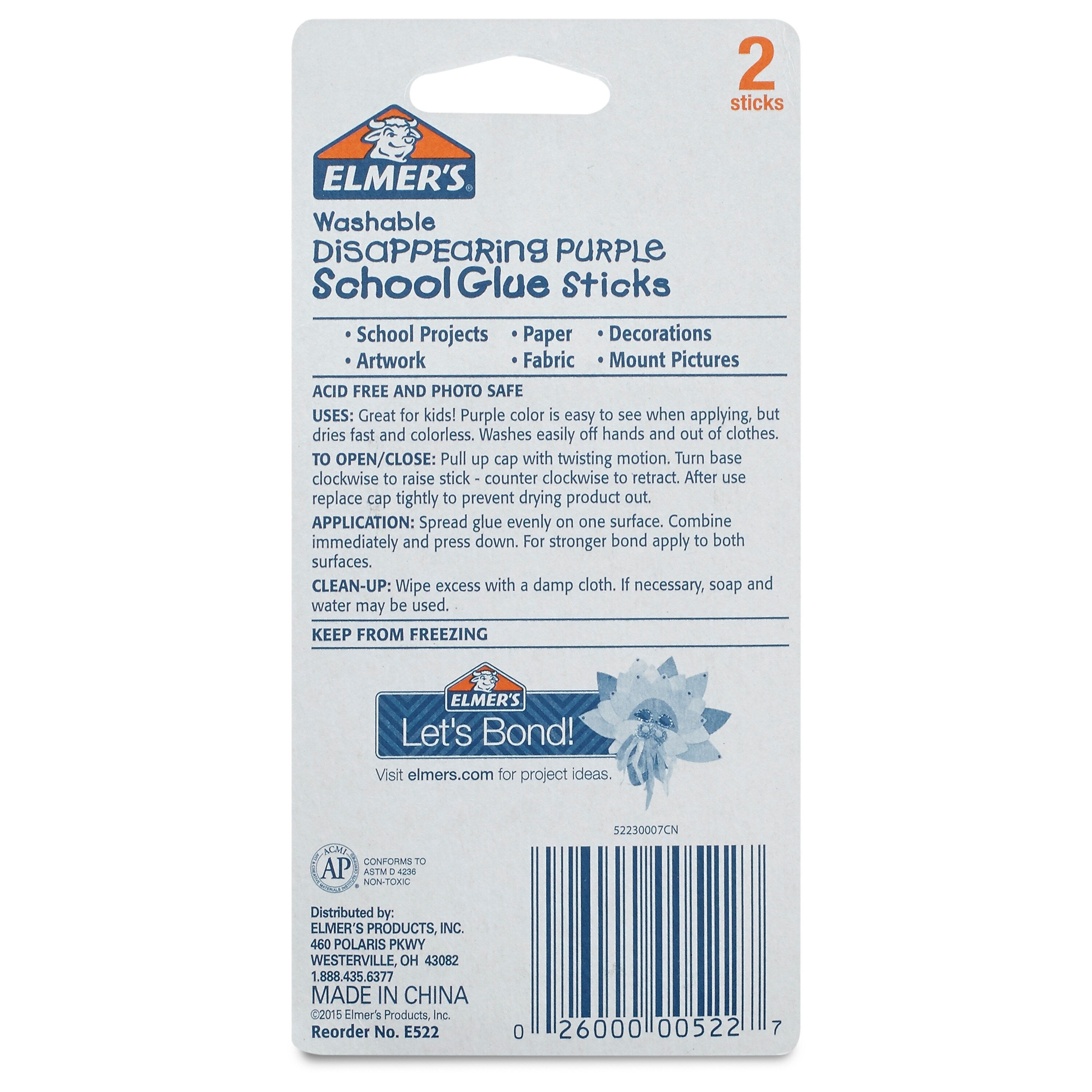 Elmer's School Glue Sticks, 0.21 oz., Purple, 2/Pack