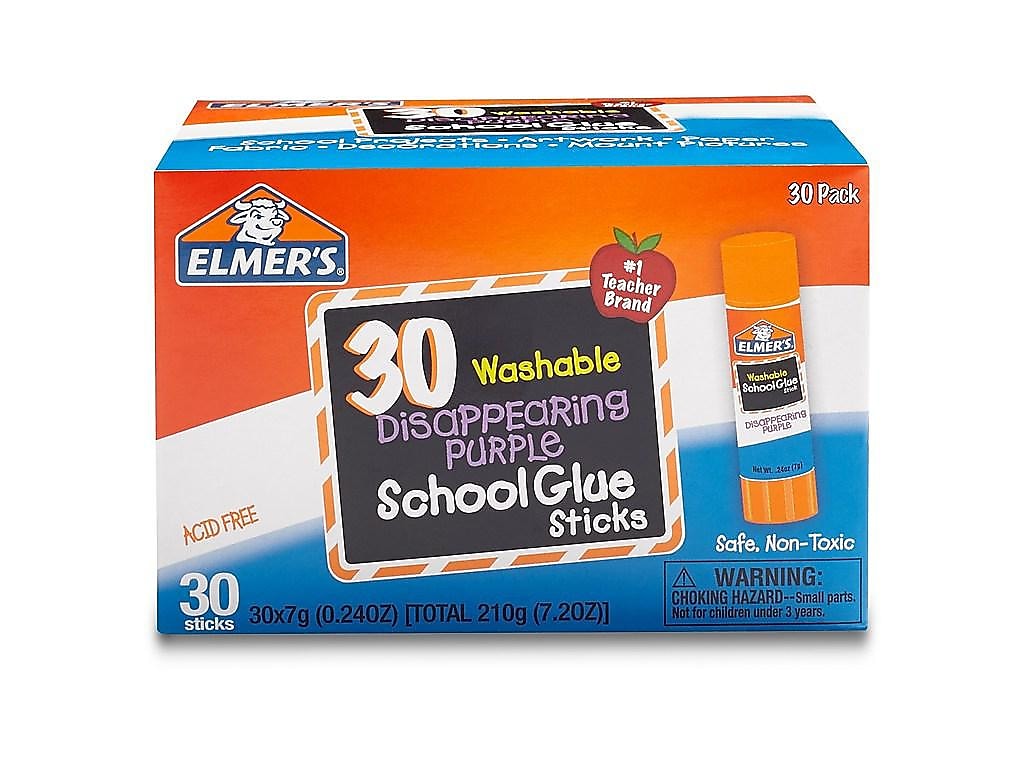 Elmer's School Glue Sticks, 0.24 oz., Purple, 30/Pack