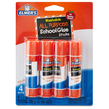 Elmer's Washable Glue Sticks, 0.24 oz., 4/Pack