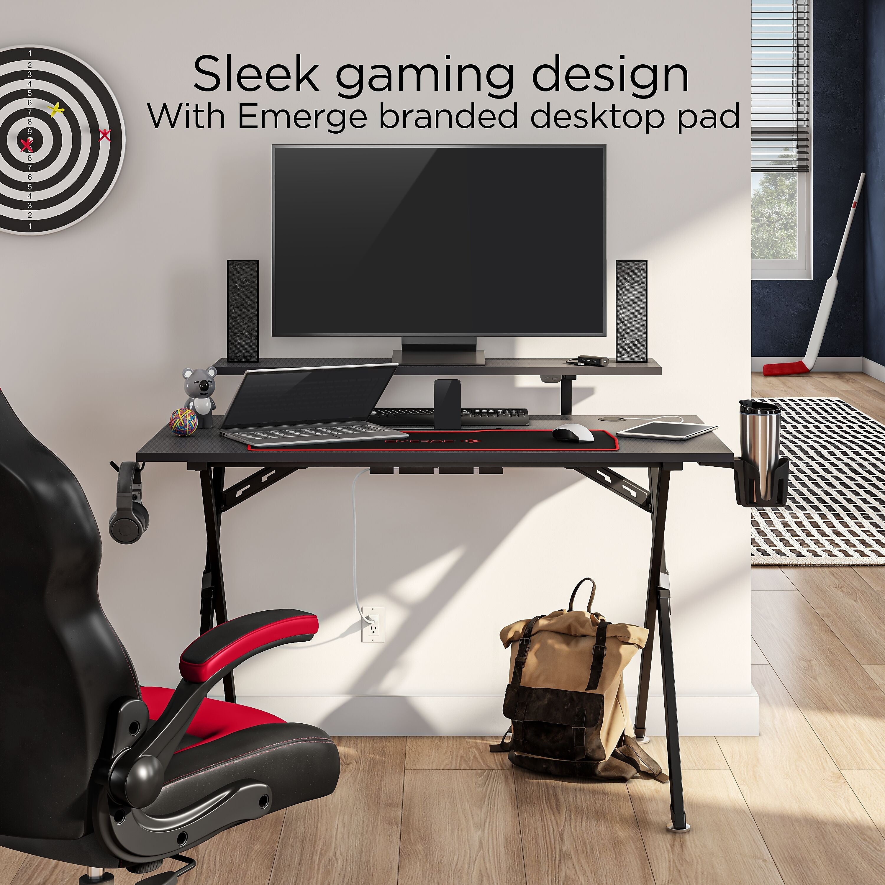 Emerge Vizon 47"W Gaming Desk, Black