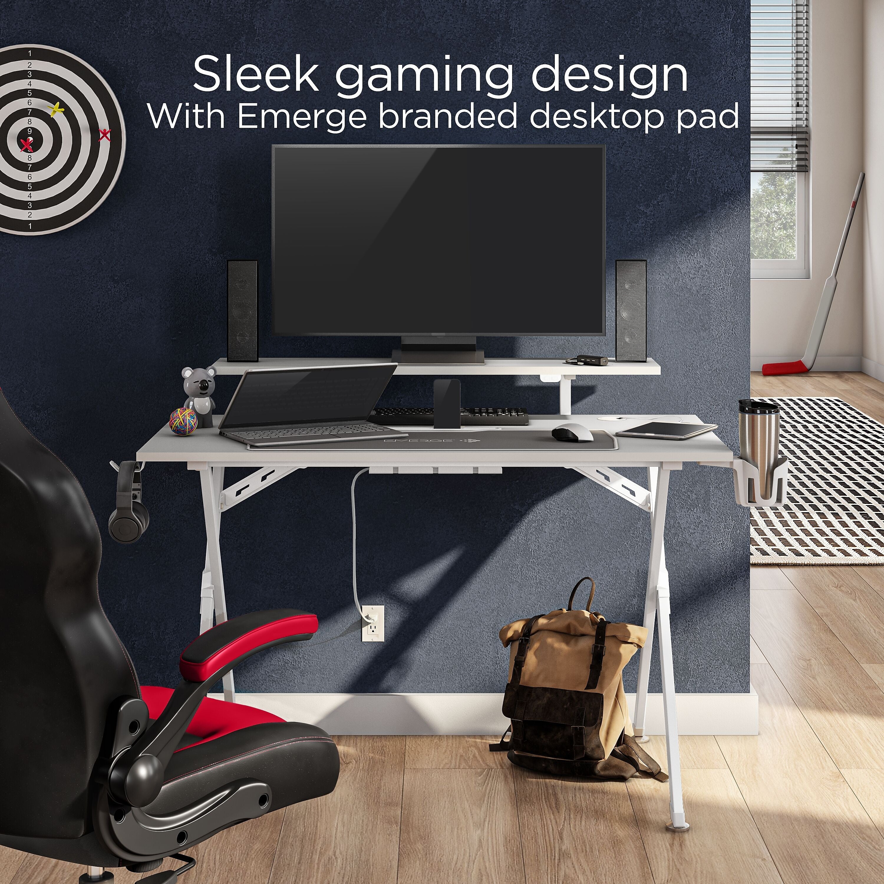 Emerge Vizon 47"W Gaming Desk, White