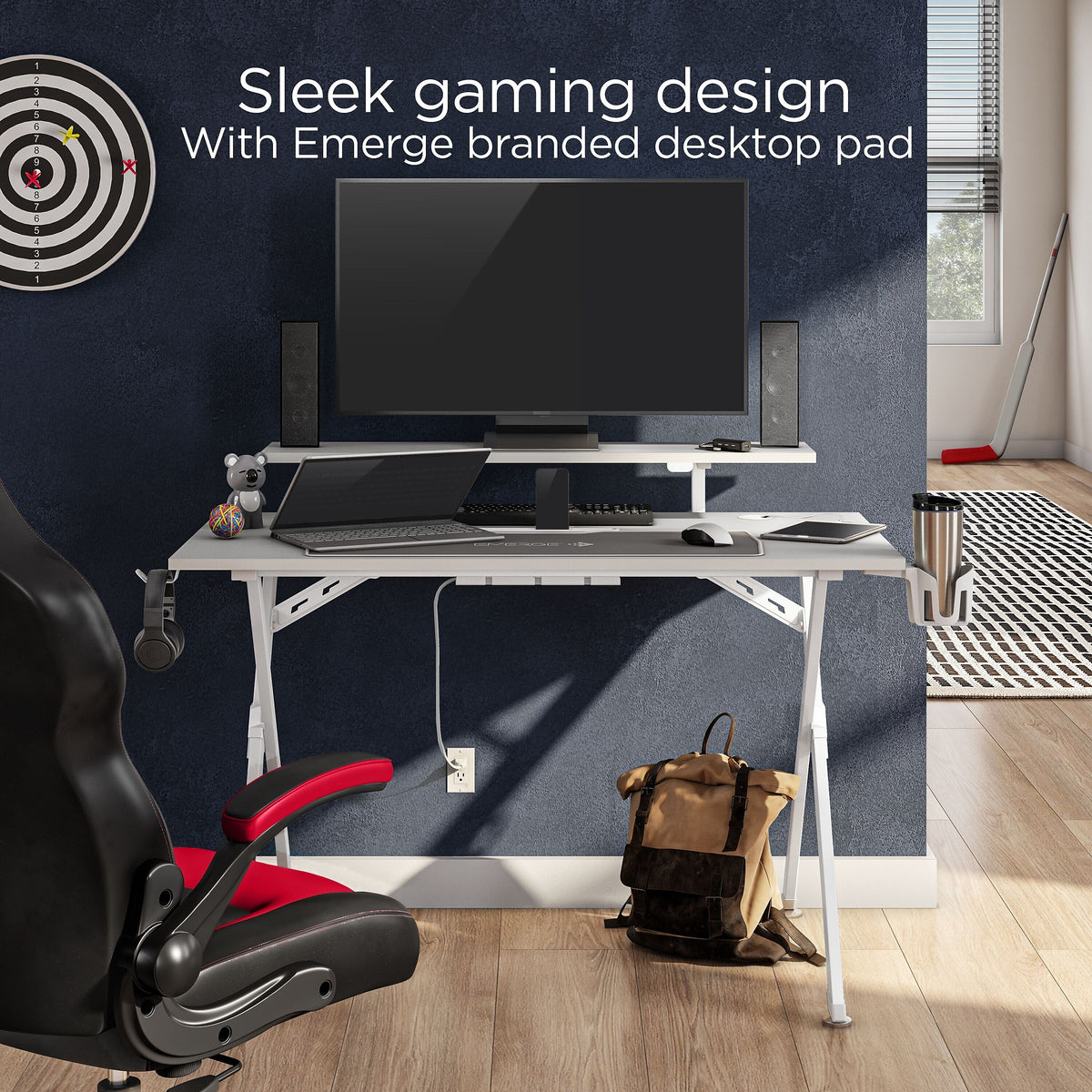 Emerge Vizon 47"W Gaming Desk, White