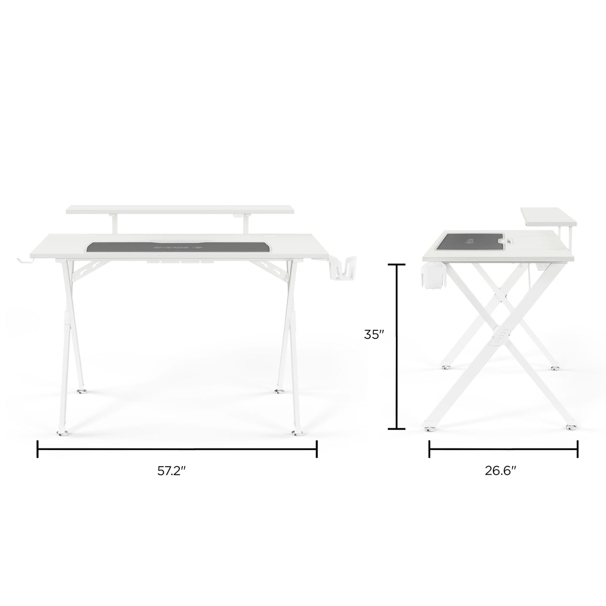 Emerge Vizon 47"W Gaming Desk, White