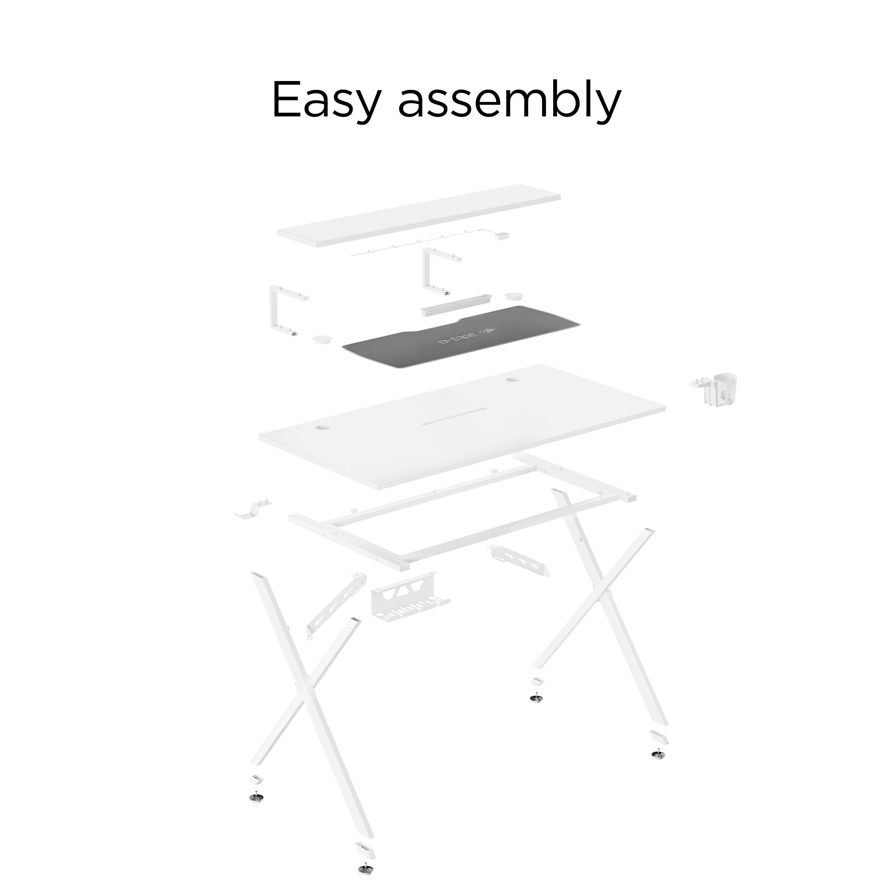 Emerge Vizon 47"W Gaming Desk, White