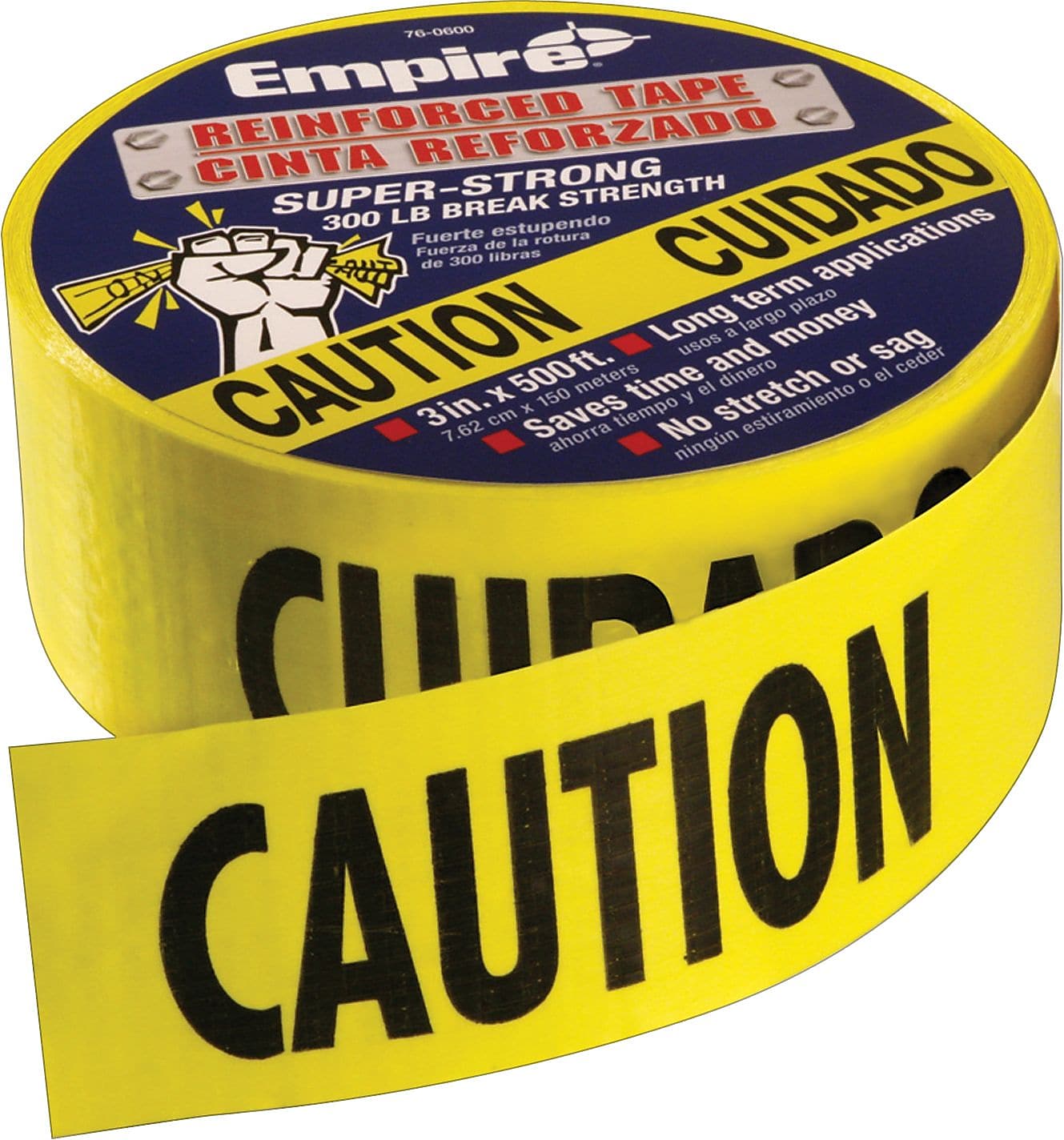 Empire® Level Safety Barricade Tapes, Yellow, Caution/Cuidado, 200' Length