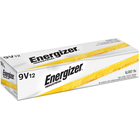 Energizer Alkaline Battery, 9V, 12/Pack