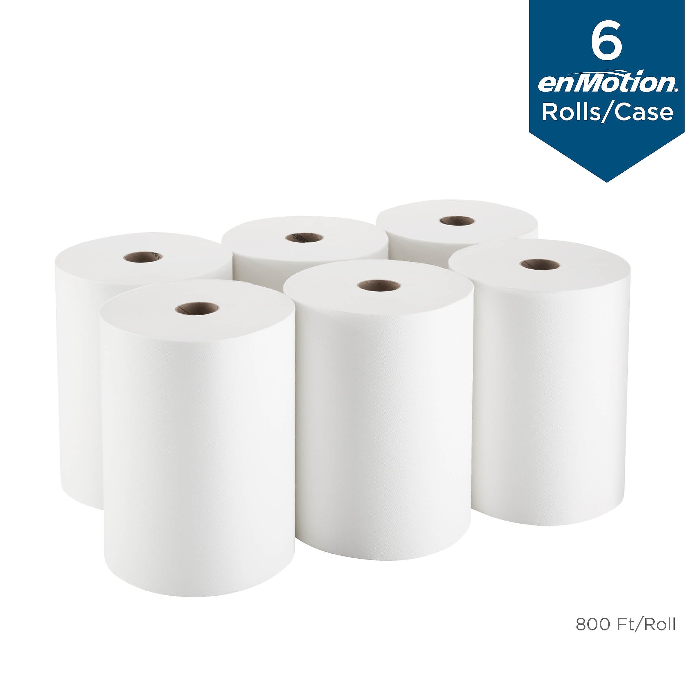 enmotion Hardwound Paper Towels, 1-ply, 800 ft./Roll, 6 Rolls/Carton