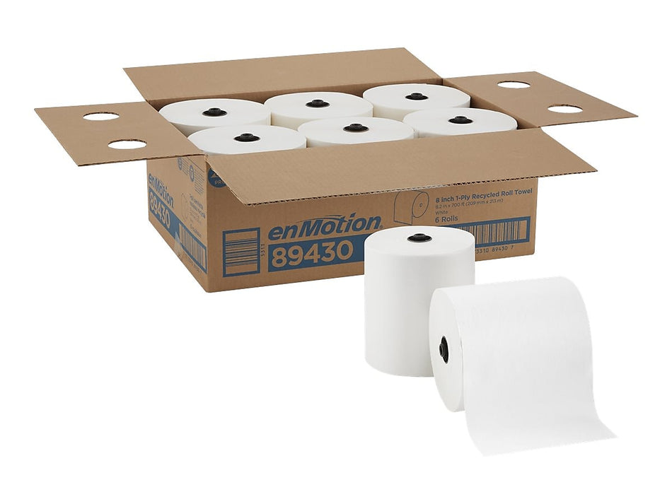 enmotion Recycled Recycled Hardwound Paper Towels, 1-ply, 700 ft./Roll, 6 Rolls/Carton