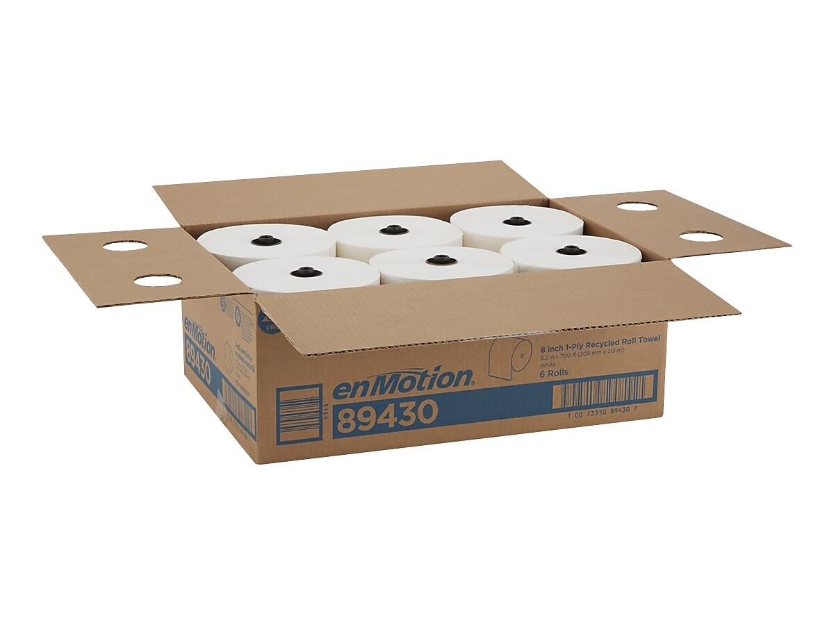 enmotion Recycled Recycled Hardwound Paper Towels, 1-ply, 700 ft./Roll, 6 Rolls/Carton