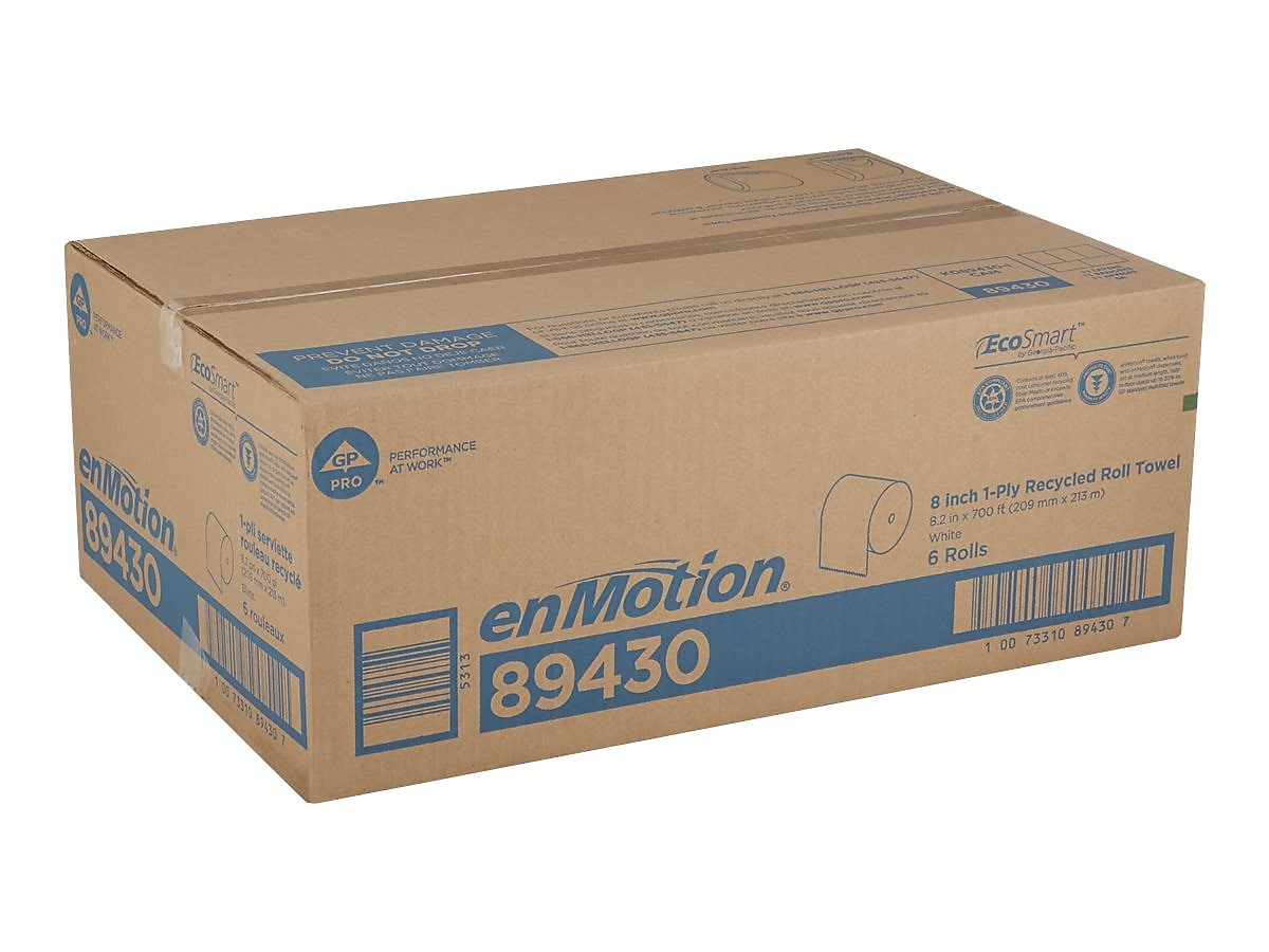 enmotion Recycled Recycled Hardwound Paper Towels, 1-ply, 700 ft./Roll, 6 Rolls/Carton
