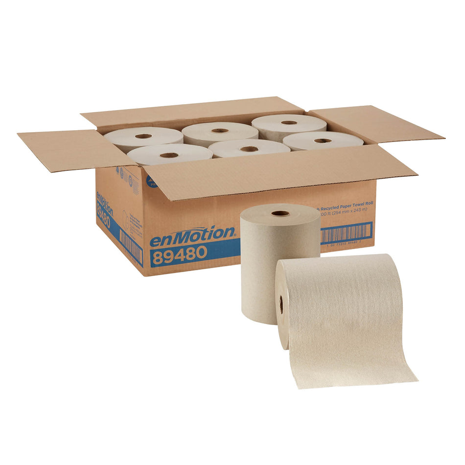 enmotion Recycled Recycled Hardwound Paper Towels, 1-ply, 800 ft./Roll, 6 Rolls/Carton