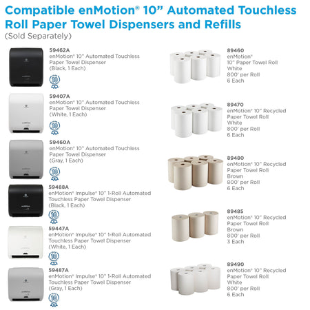 enmotion Recycled Recycled Hardwound Paper Towels, 1-ply, 800 ft./Roll, 6 Rolls/Carton