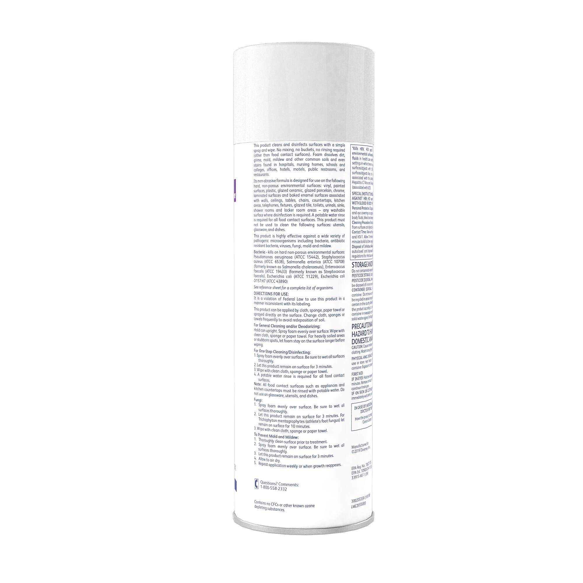 Envy Foaming Disinfectant Cleaner, Lemon Scent, Aerosol, 19 Oz.