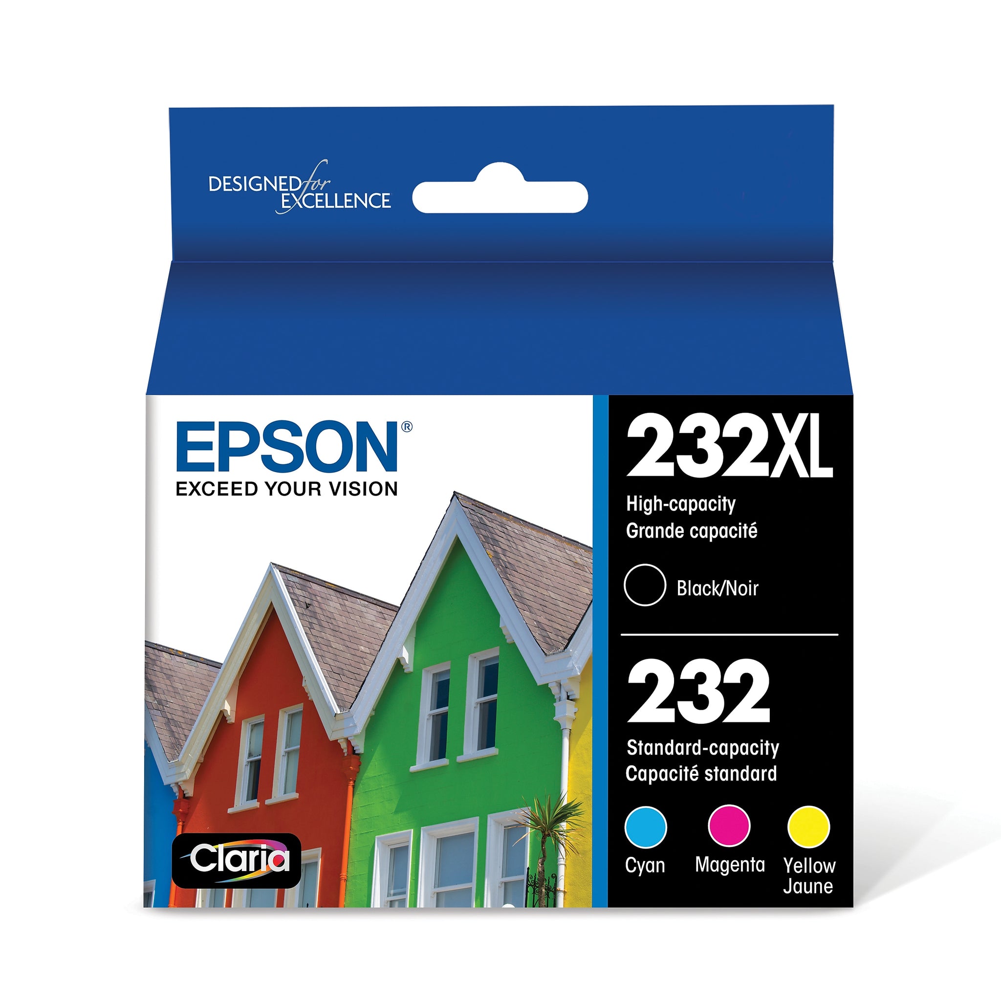Epson 232XL/232 Black High Yield and Cyan/Magenta/Yellow Standard Yield Ink Cartridge, 4/Pack