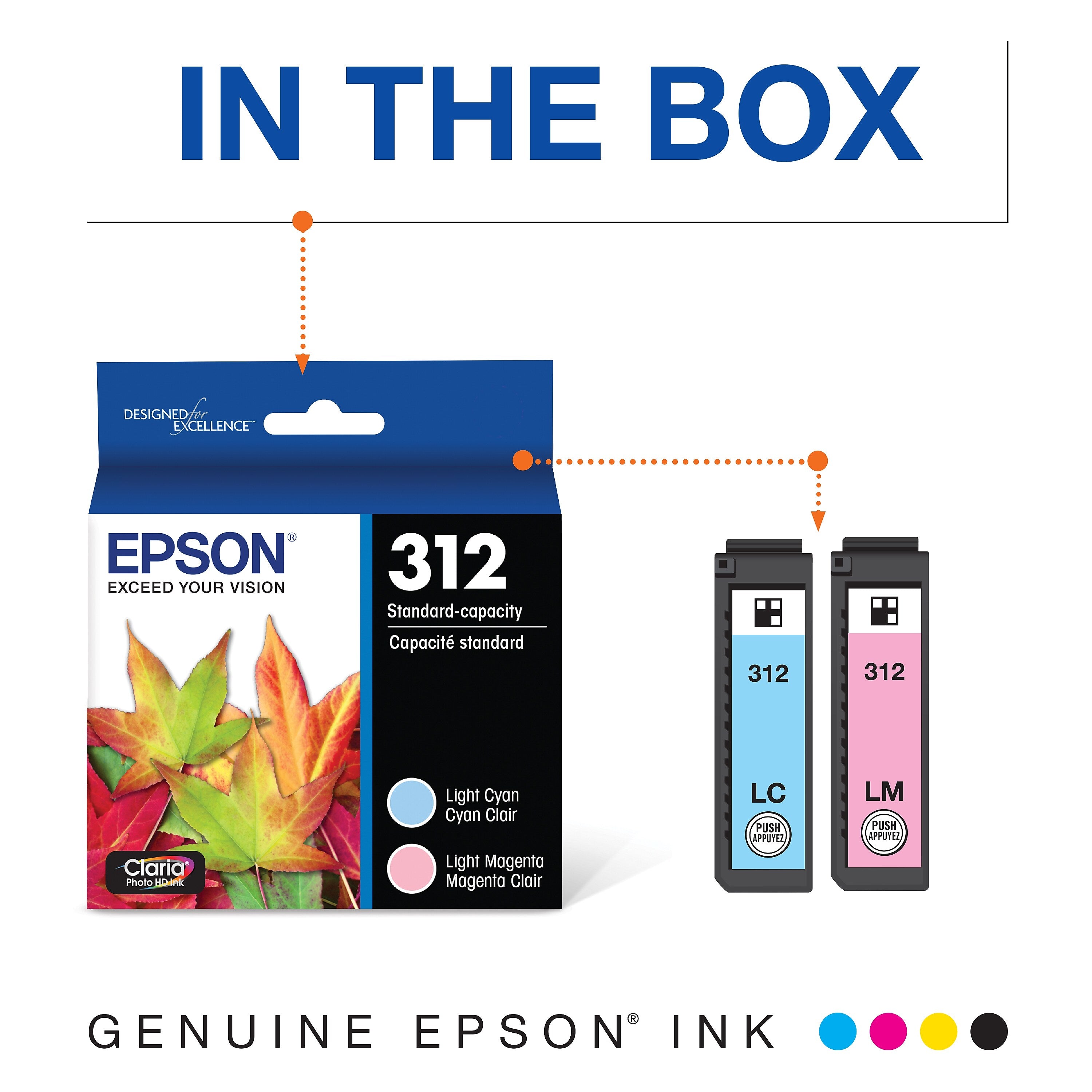 Epson 312 Cyan/Magenta/Yellow Standard Yield Ink Cartridge