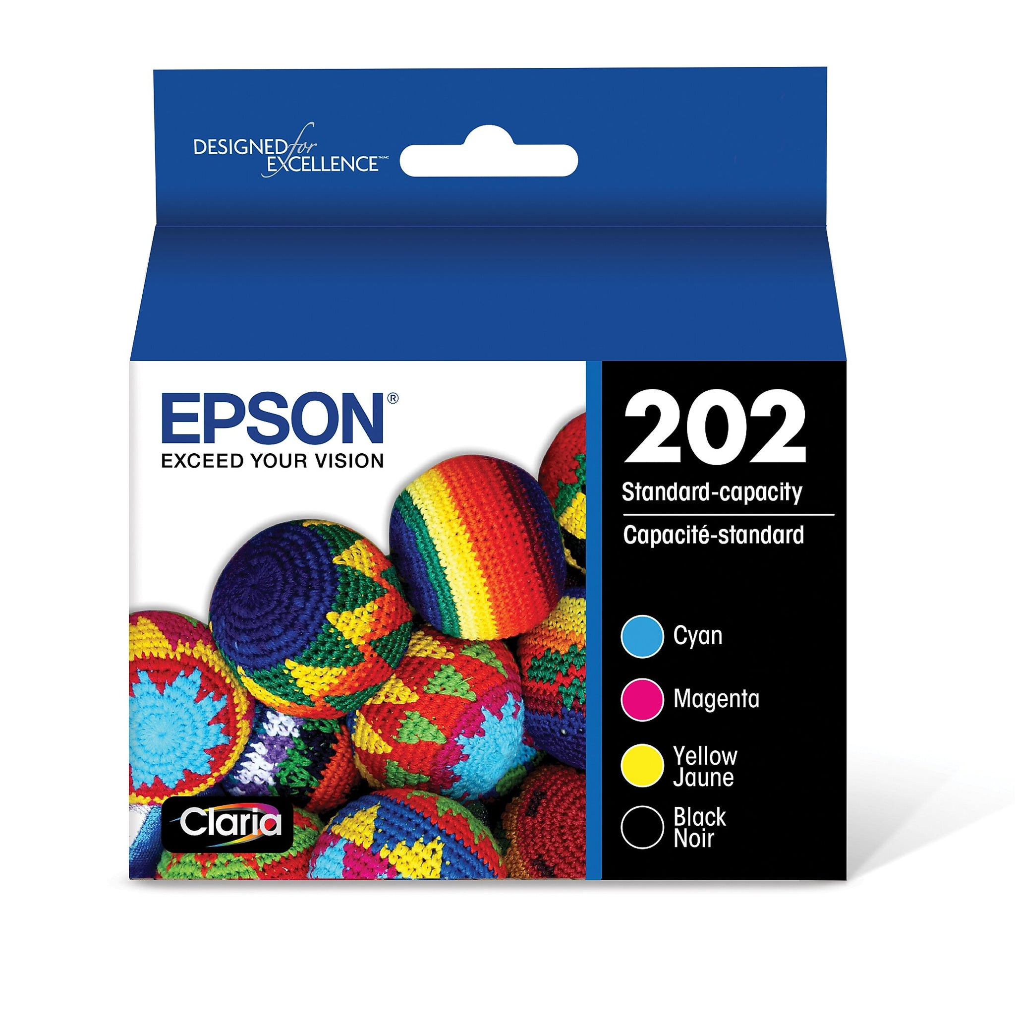 Epson T202 Black/Cyan/Magenta/Yellow Standard Yield Ink Cartridge, 4/Pack