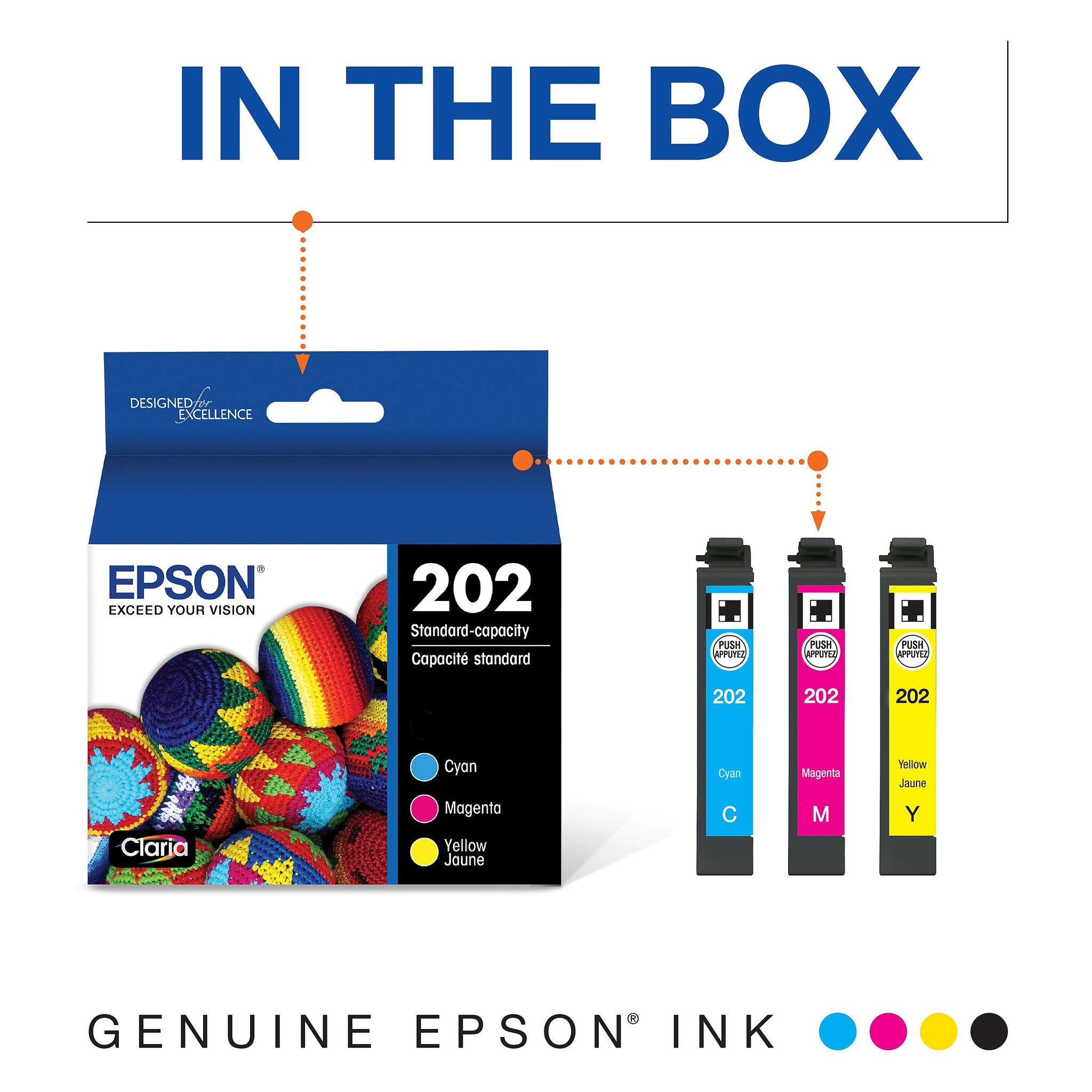 Epson T202520-S Tri-Color Ink Cartridge, Standard Yield, 3/Pack
