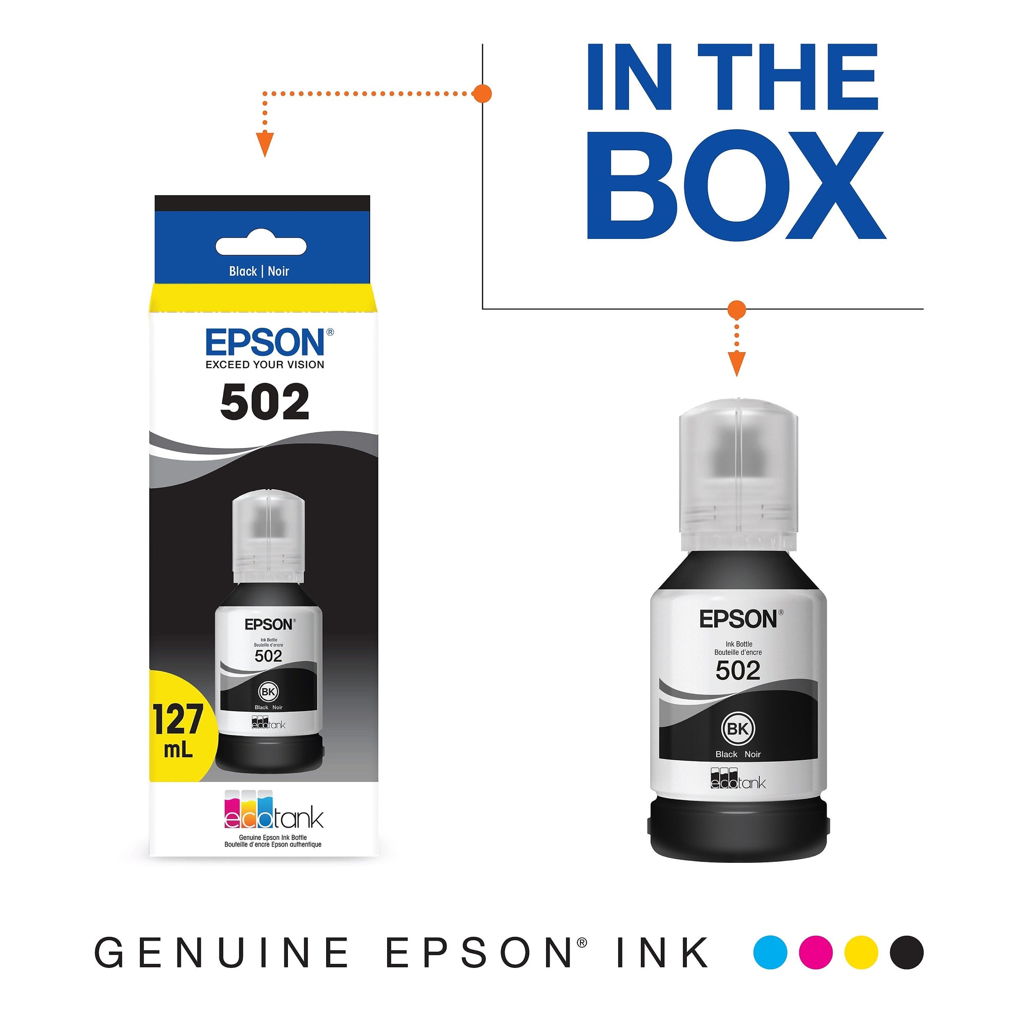 Epson T502 Black Standard Yield Ink Bottle