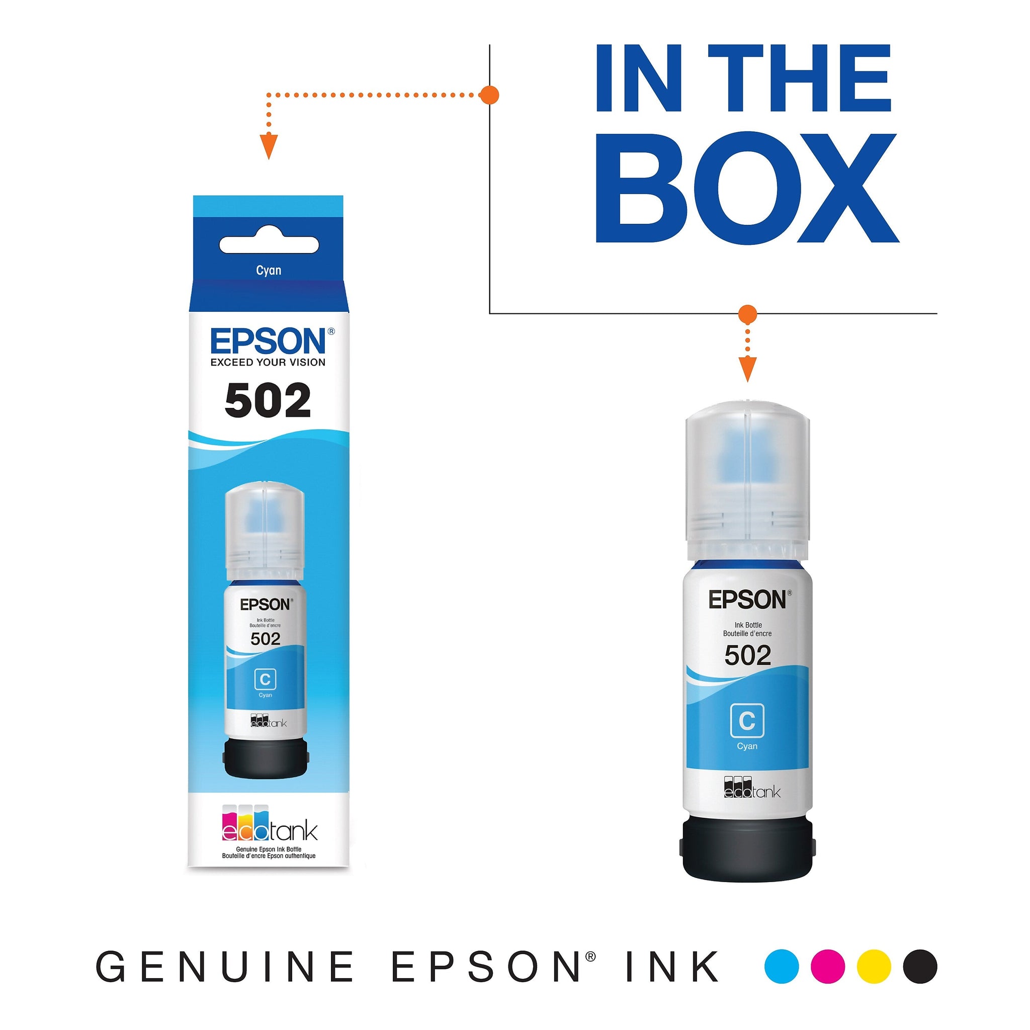 Epson T502 Cyan Standard Yield Ink Bottle