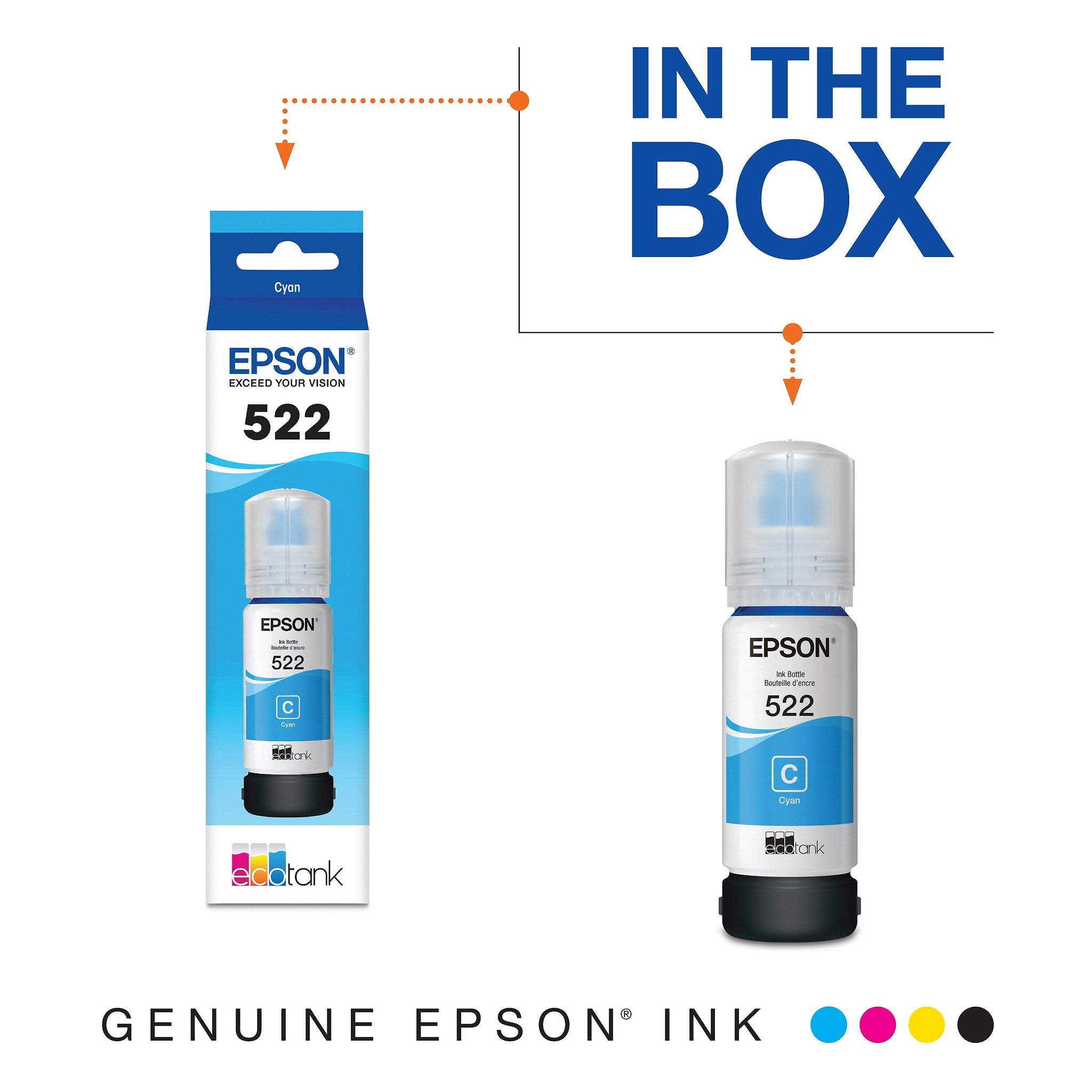 Epson T522 Cyan Standard Yield Ink Bottle