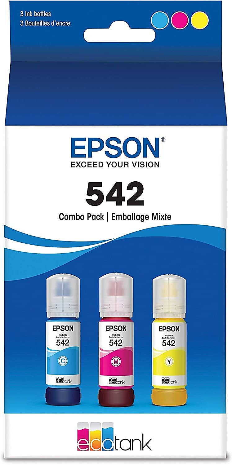 Epson T542 Cyan/Magenta/Yellow Ultra High Yield Ink Bottle, 3/Pack