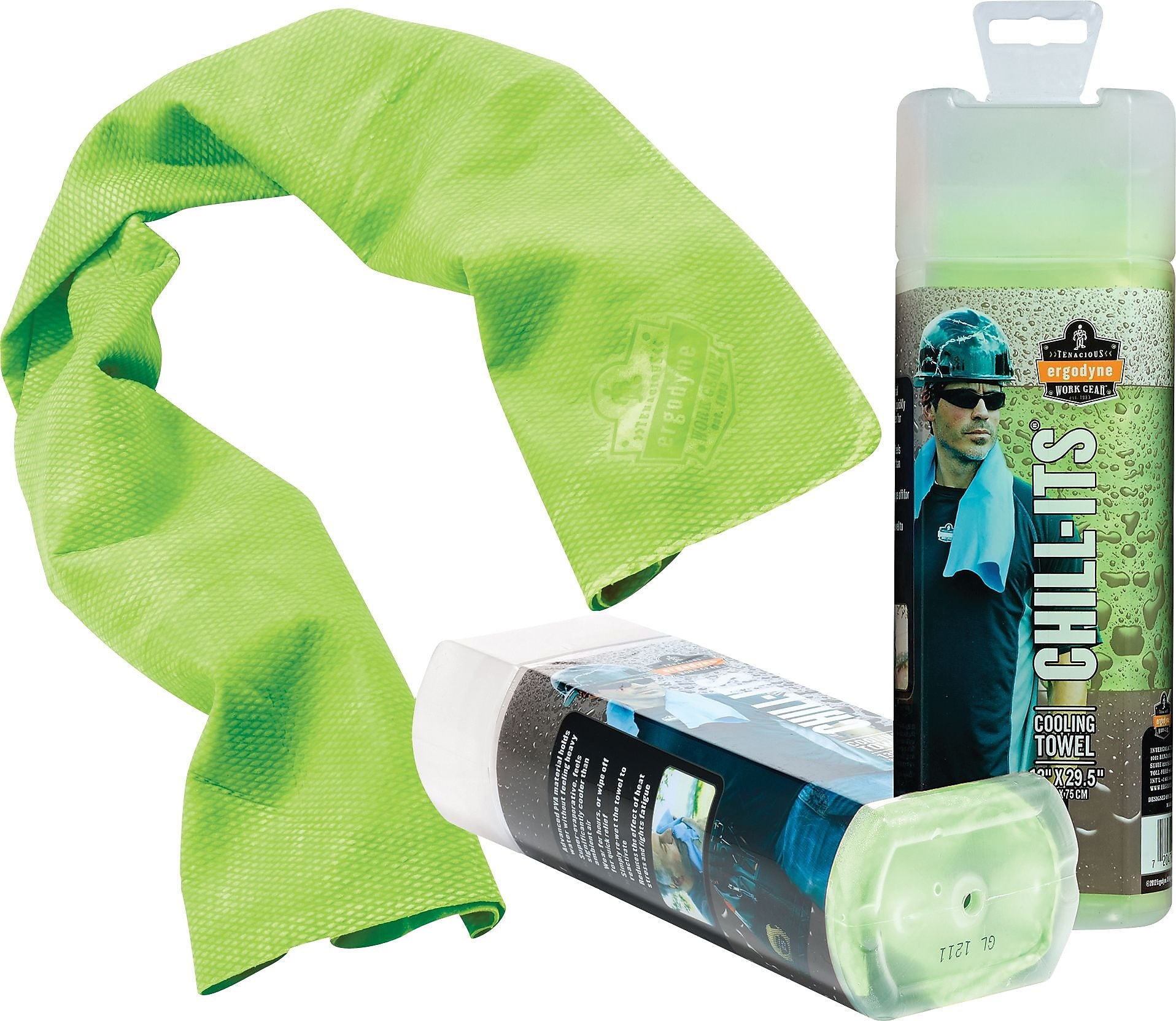 Ergodyne Chill-Its Cooling Towel, Lime, One Size, 6/Carton