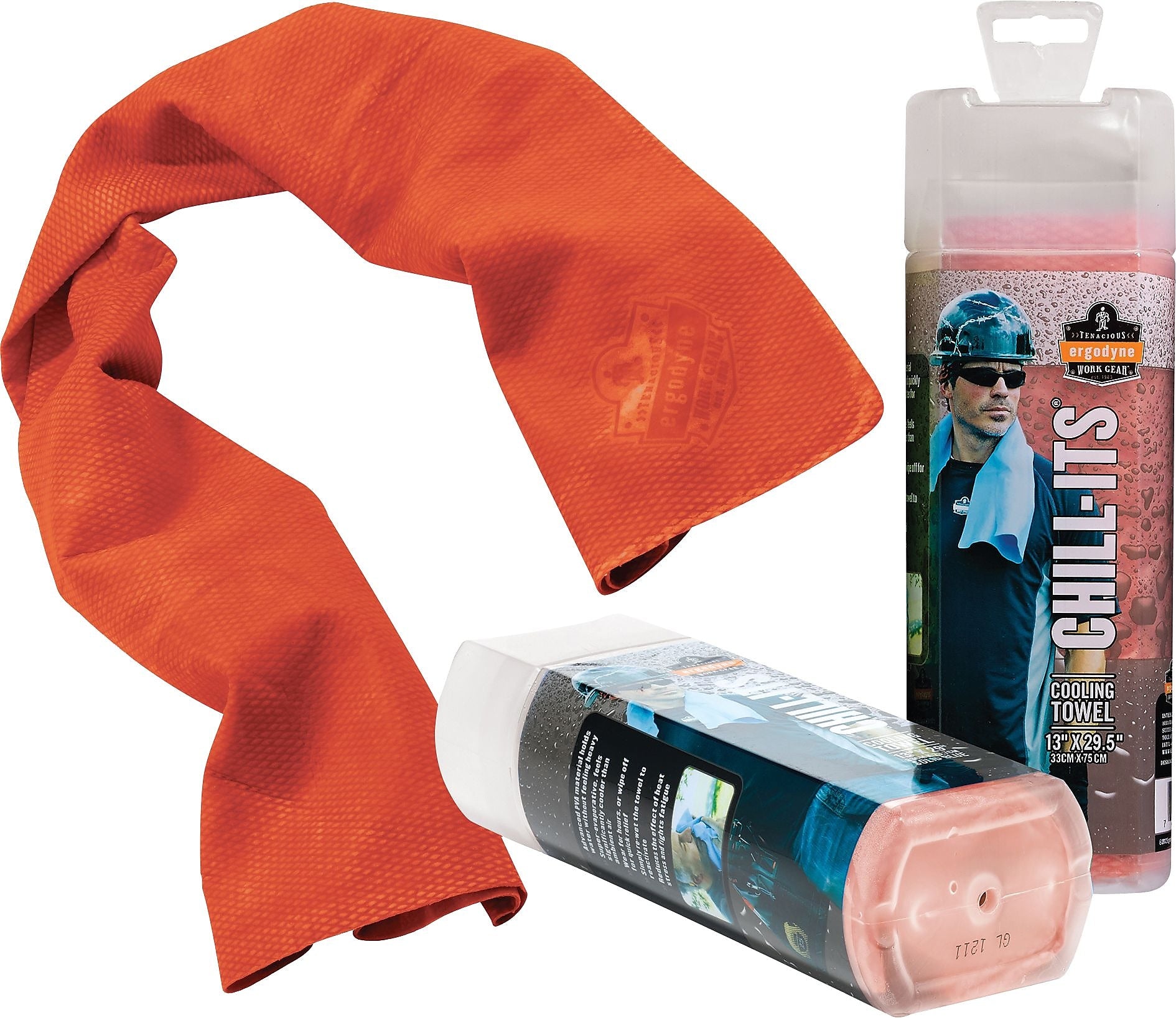 Ergodyne Chill-Its Cooling Towel, Orange, One Size, 6/Carton