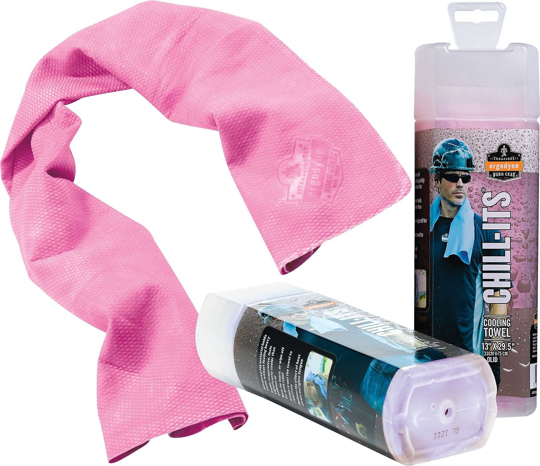 Ergodyne Chill-Its Cooling Towel, Pink, One Size, 6/Carton