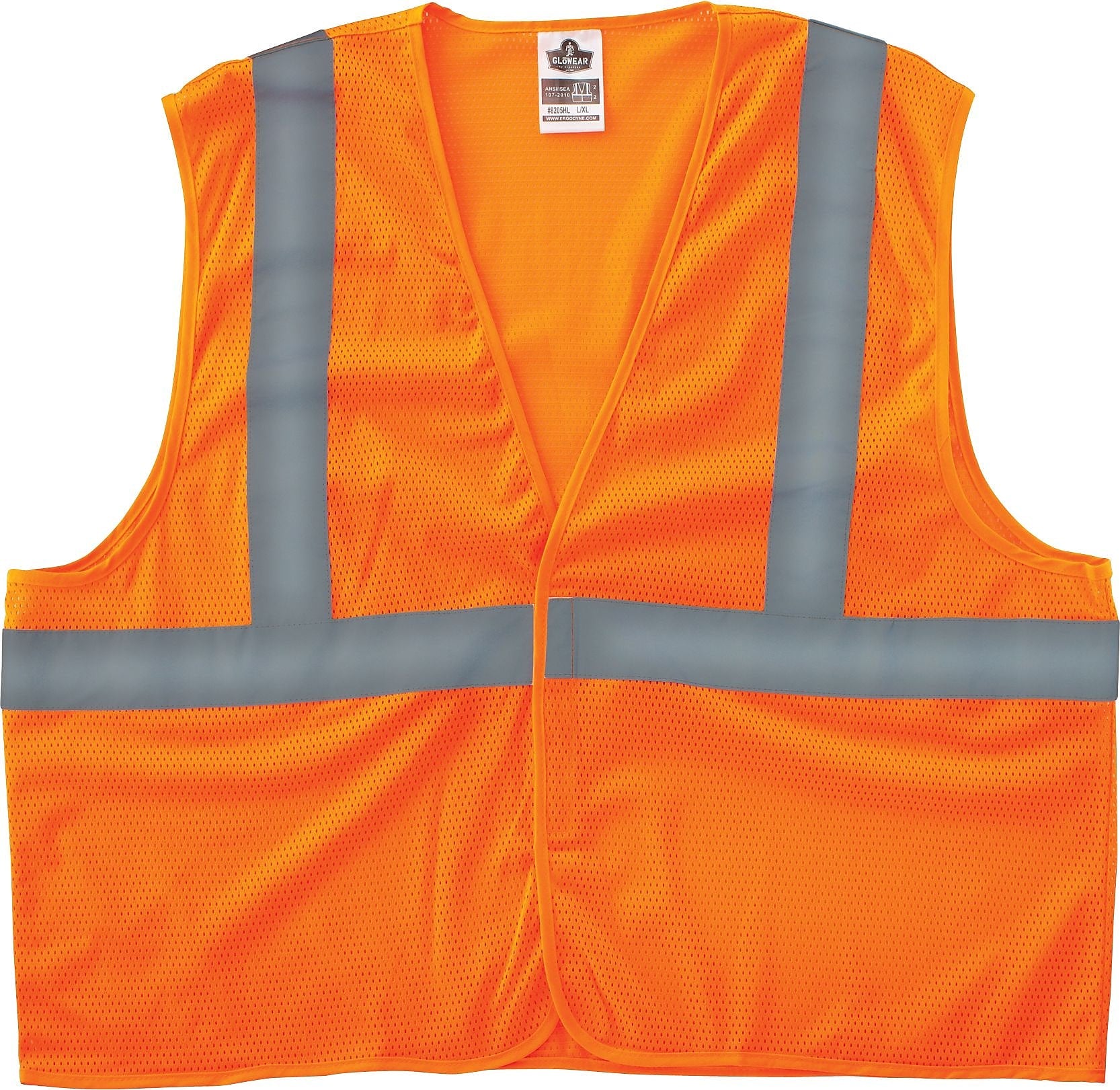 Ergodyne GloWear® 8205HL High Visibility Sleeveless Safety Vest, ANSI Class R2, Orange, 2XL/3XL