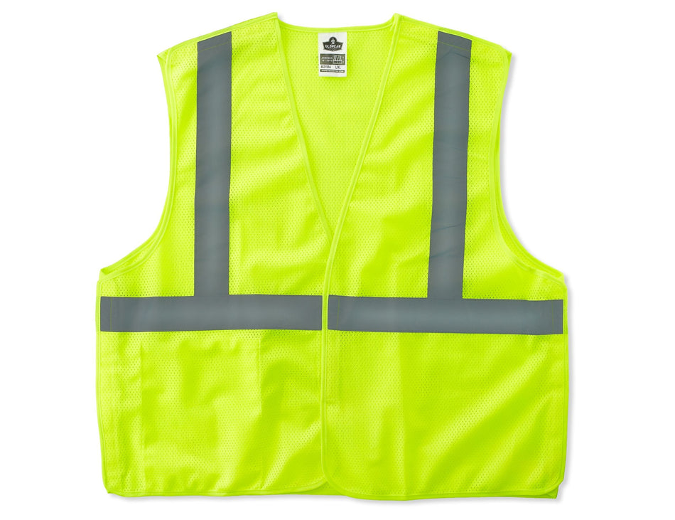 Ergodyne GloWear 8215BA High Visibility Sleeveless Safety Vest, ANSI Class R2, Lime, 2XL/3XL