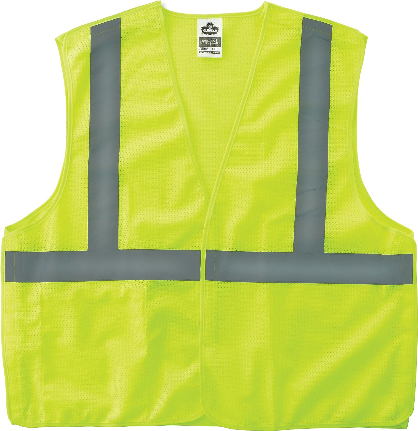 Ergodyne GloWear 8215BA High Visibility Sleeveless Safety Vest, ANSI Class R2, Lime, 2XL/3XL