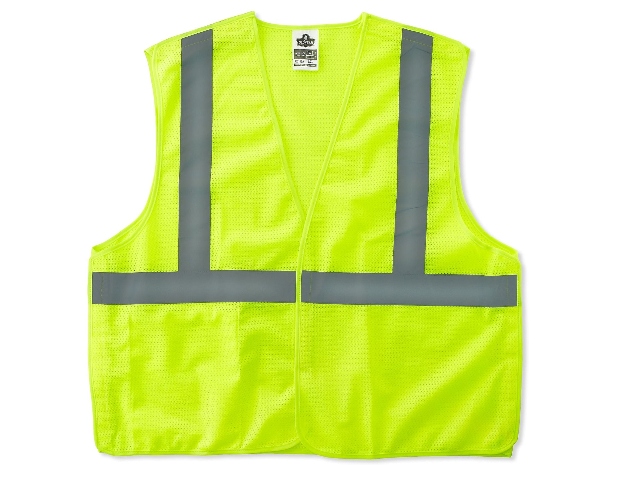 Ergodyne GloWear 8215BA High Visibility Sleeveless Safety Vest, ANSI Class R2, Lime, S/M