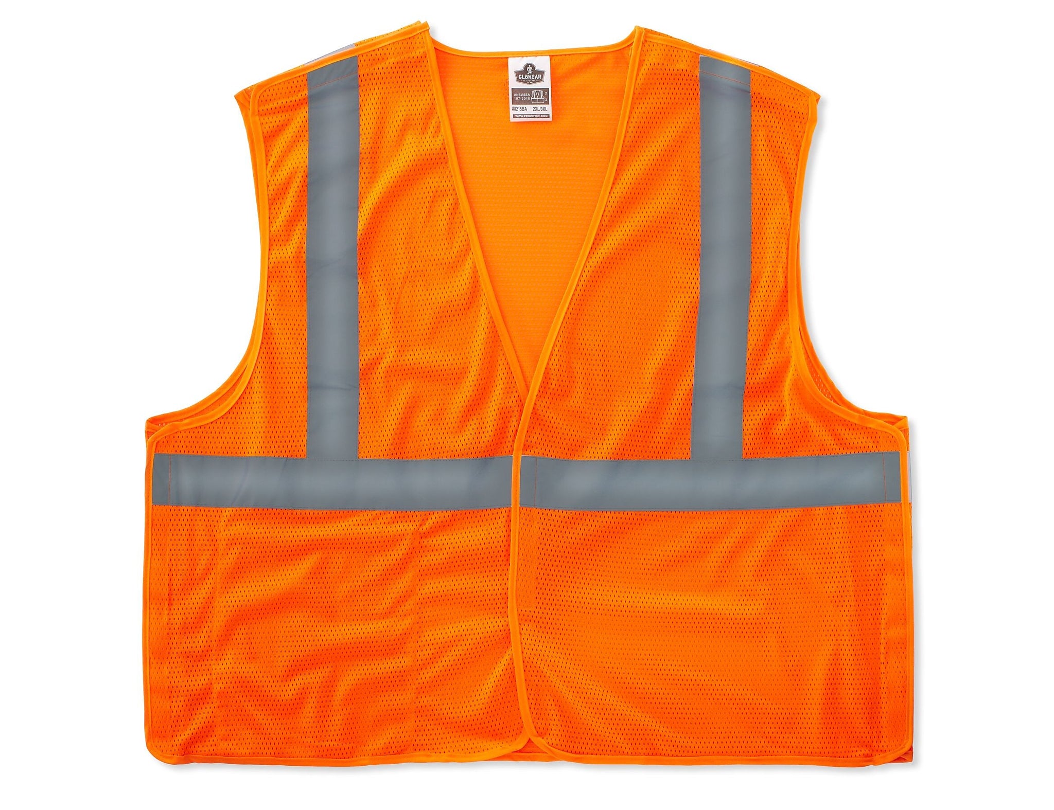 Ergodyne GloWear 8215BA High Visibility Sleeveless Safety Vest, ANSI Class R2, orange, 2XL/3XL