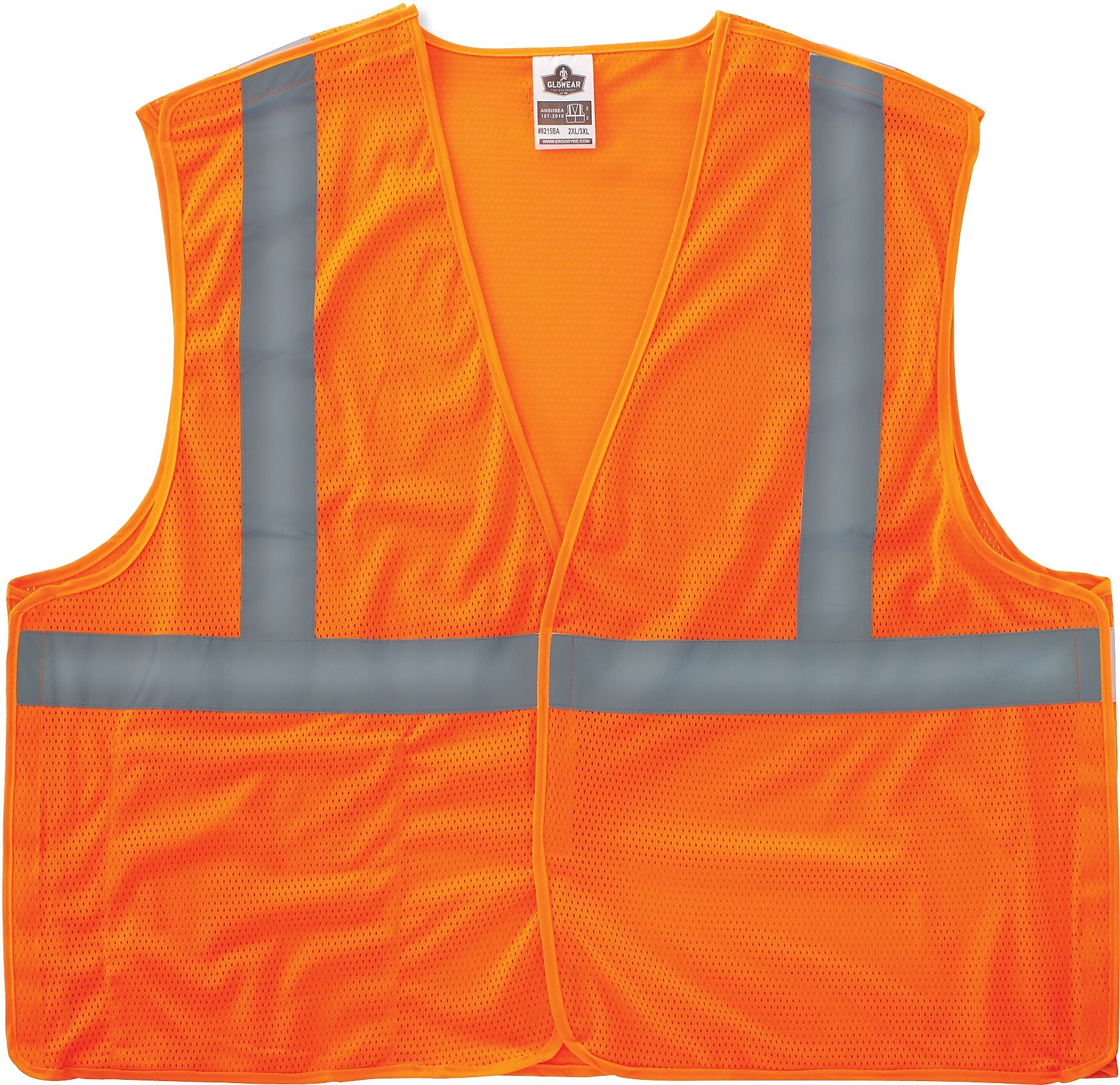 Ergodyne GloWear 8215BA High Visibility Sleeveless Safety Vest, ANSI Class R2, orange, 2XL/3XL