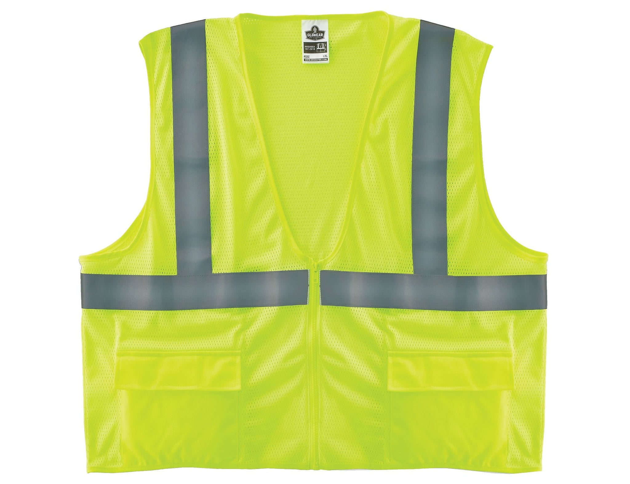 Ergodyne GloWear 8220Z High Visibility Sleeveless Safety Vest, ANSI Class R2, Lime, S/M