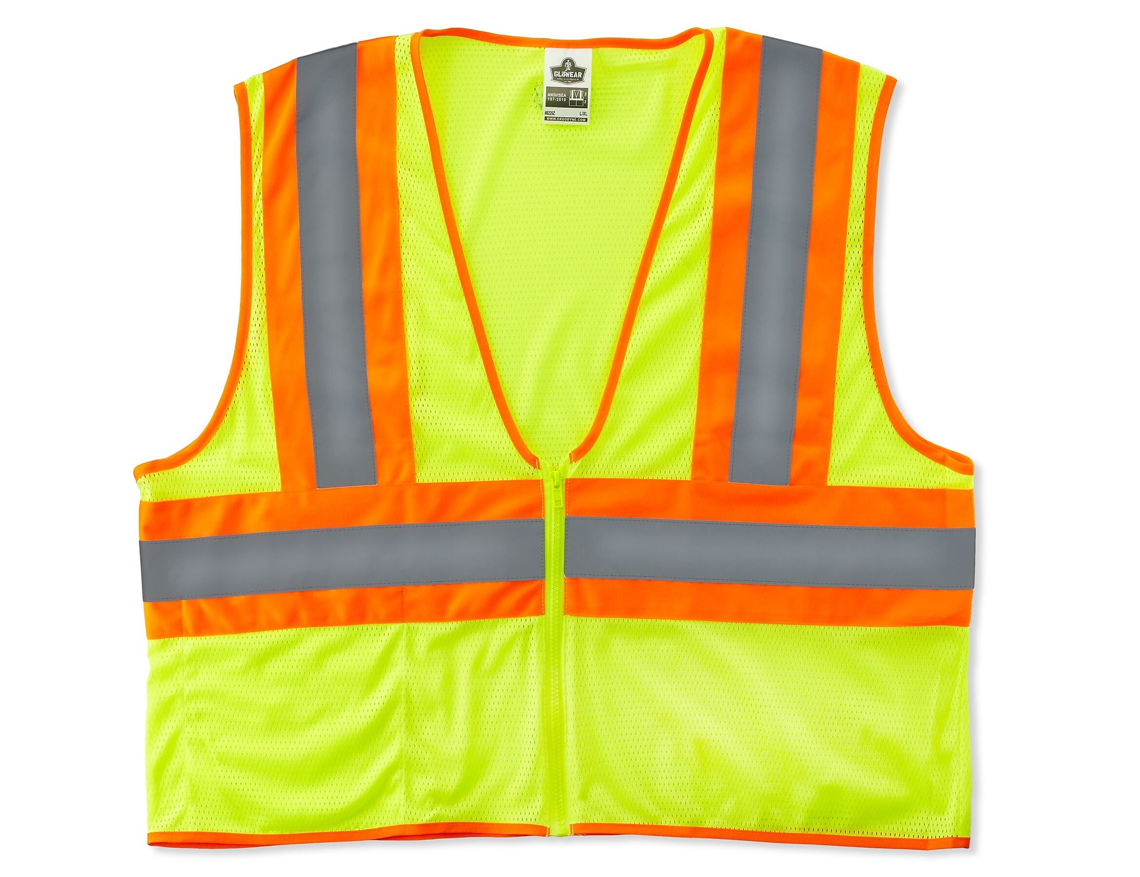 Ergodyne GloWear® 8229Z High Visibility Sleeveless Safety Vest, ANSI Class R2, Lime, 2XL/3XL