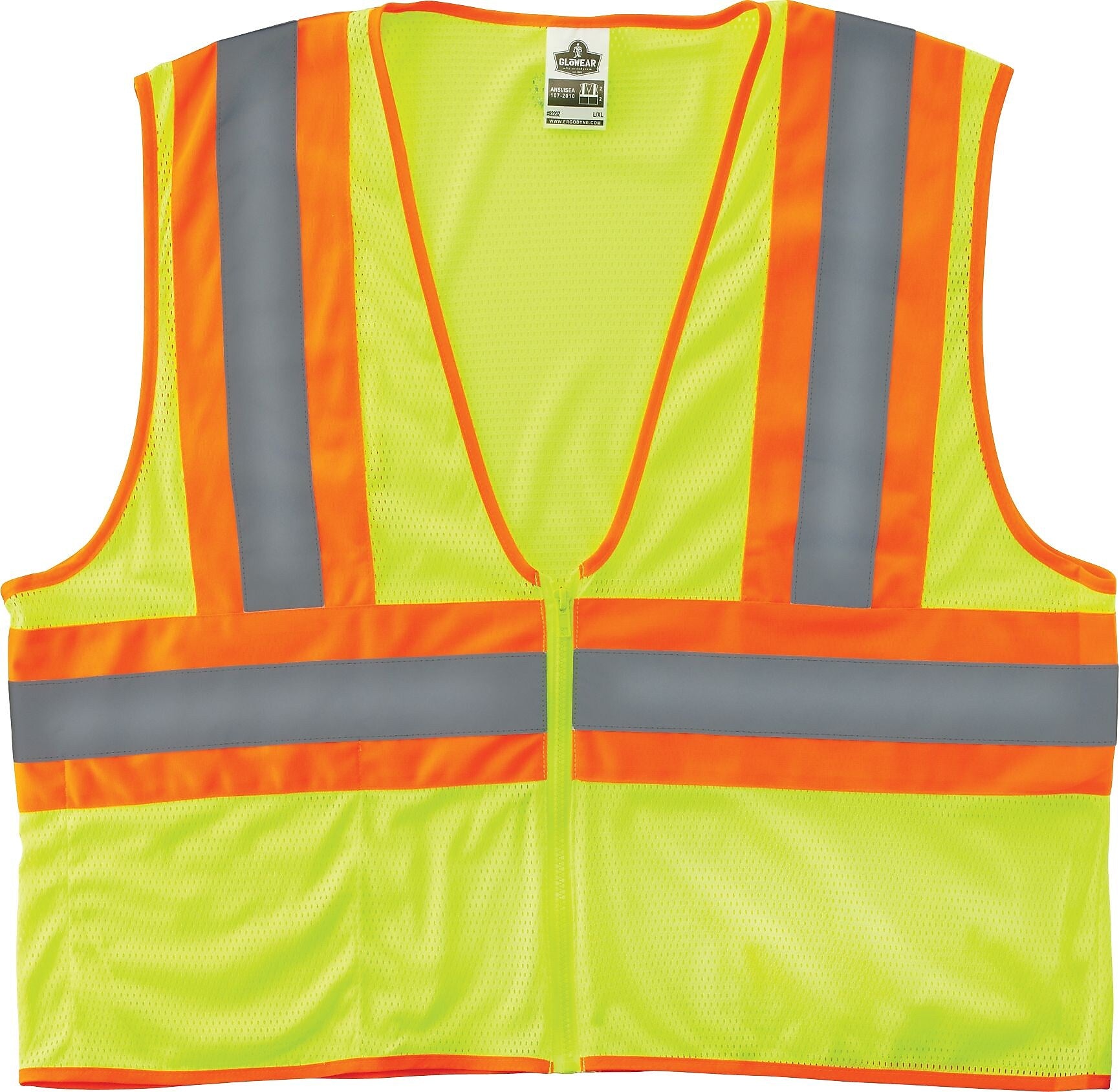 Ergodyne GloWear® 8229Z High Visibility Sleeveless Safety Vest, ANSI Class R2, Lime, S/M